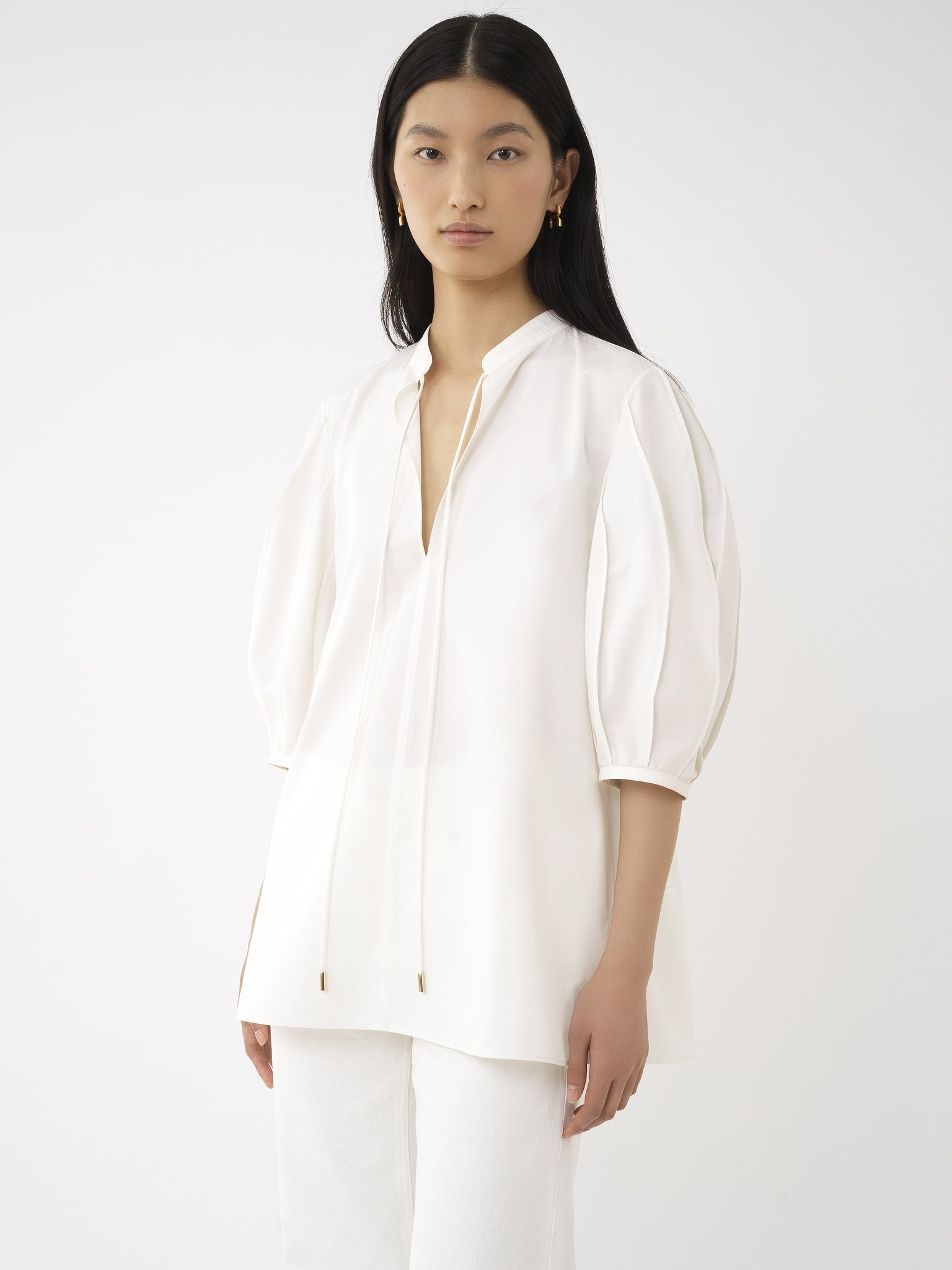 TIE-DETAIL TUNIC SHIRT - 4