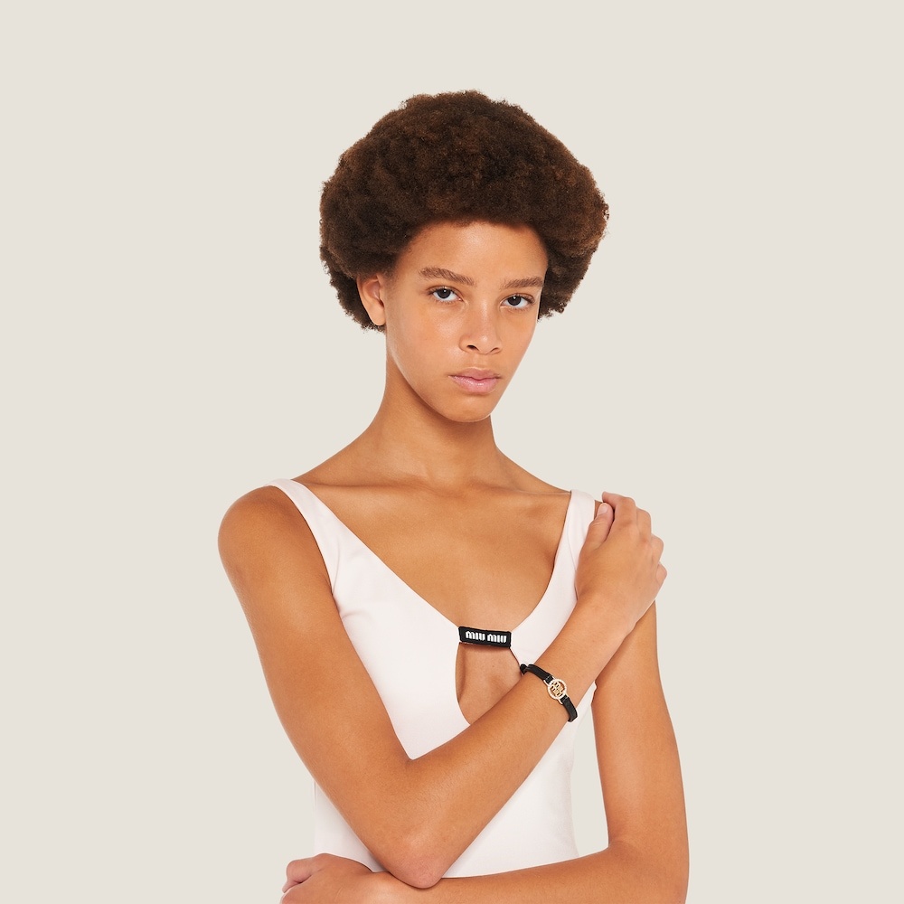 Madras leather bracelet - 1