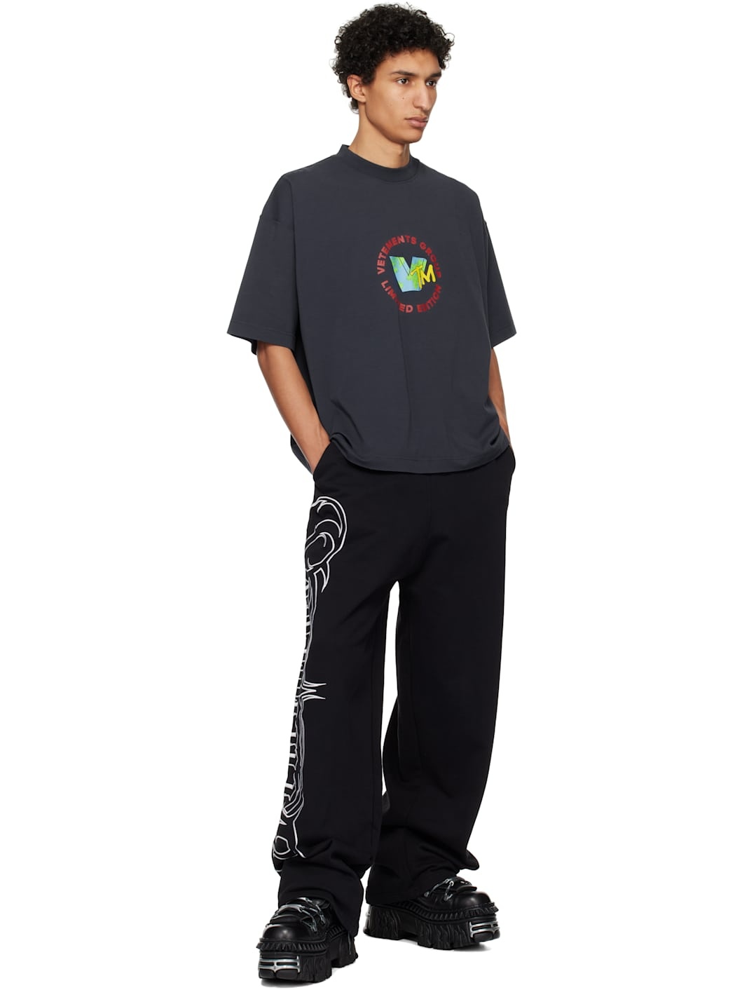 Navy 'VTM' World Cropped Boxy T-shirt - 4