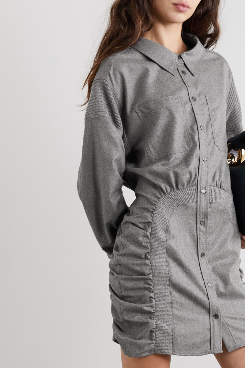 Wren ruched wool mini shirt dress 3