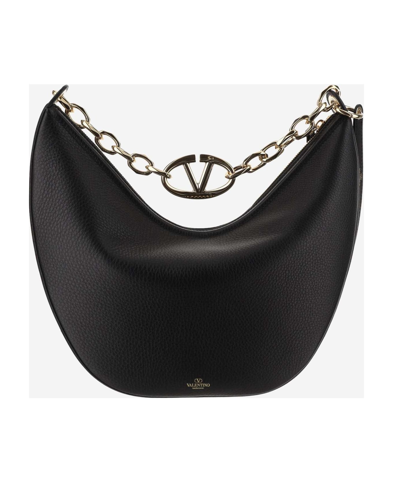 Vlogo Moon Bag Medium Hobo In Garnet Calfskin With Chain - 3