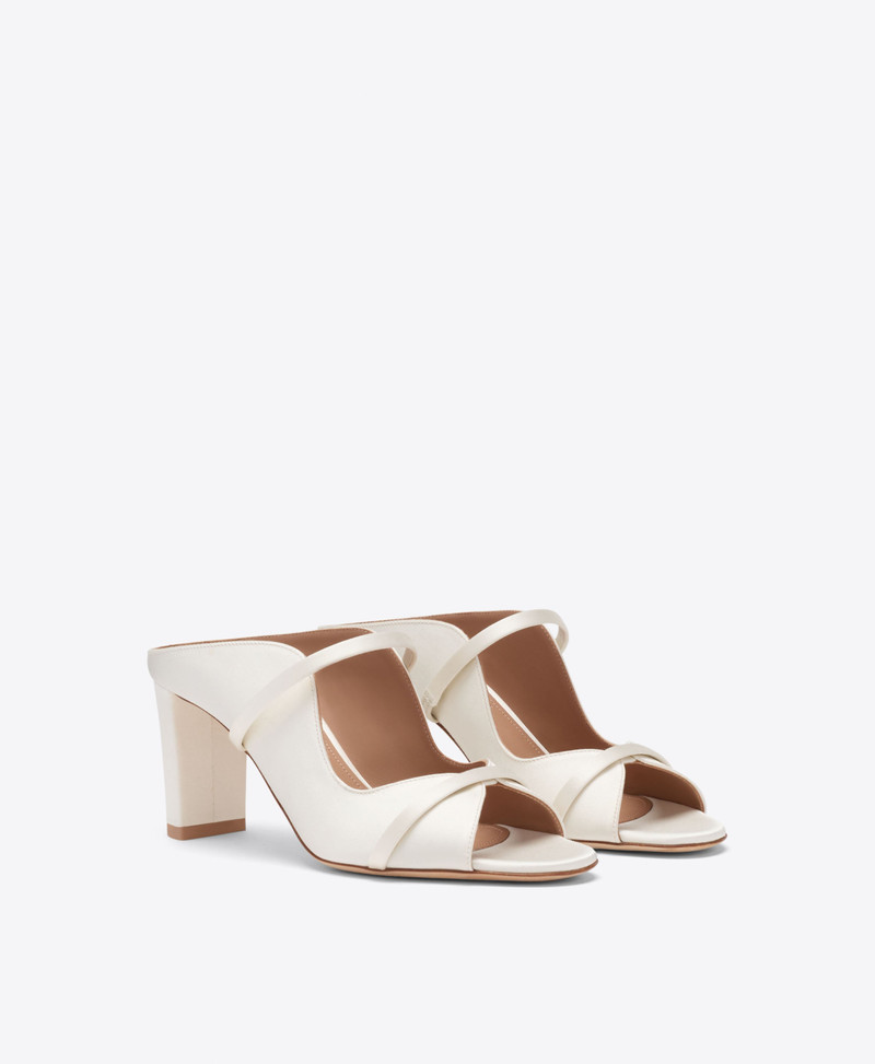 MALONE SOULIERS Norah 70 White Satin Heeled Sandals outlook