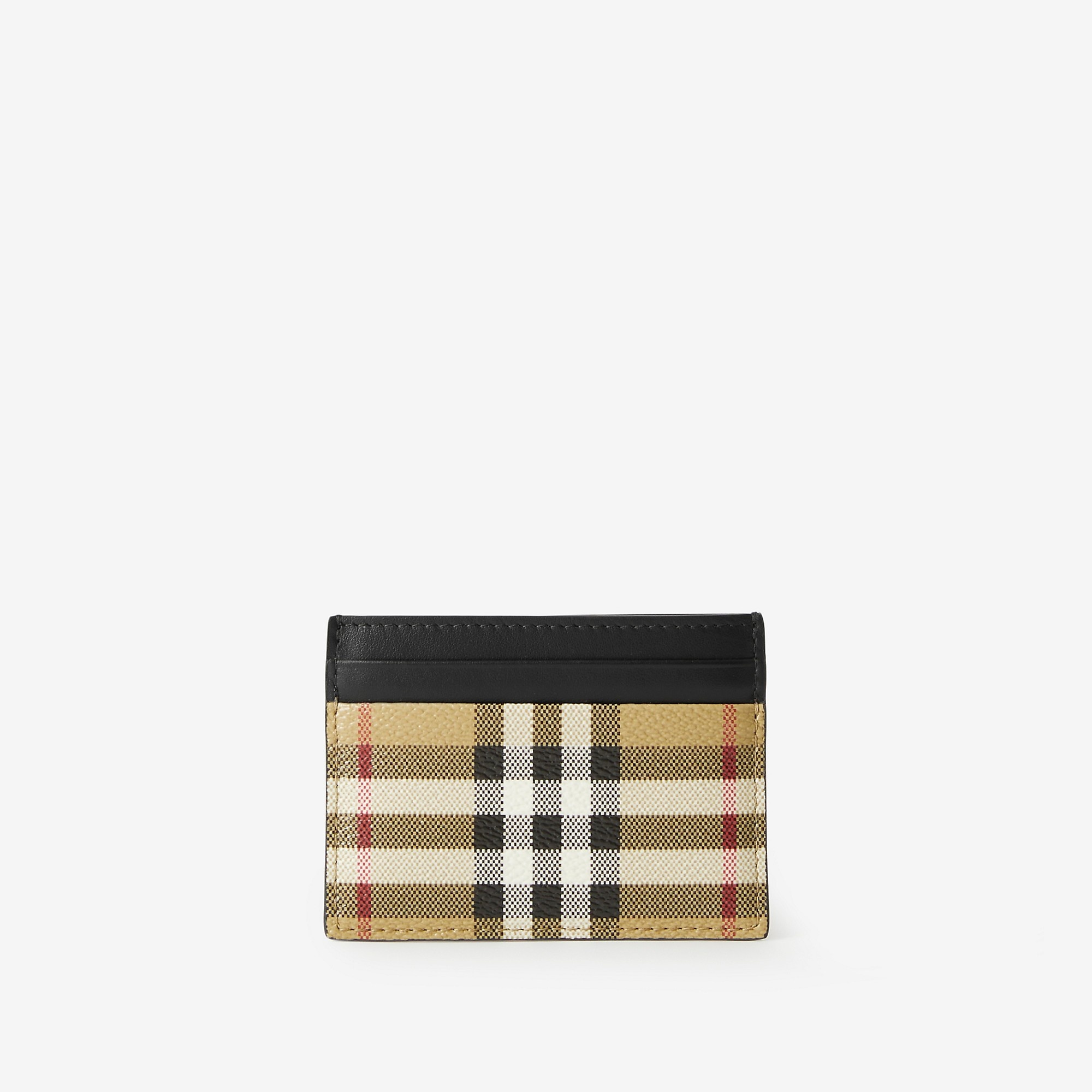 Check and Leather Card Case - 1