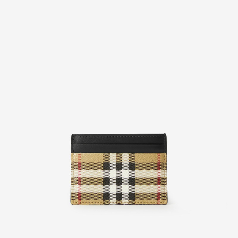 Check and Leather Card Case - 1