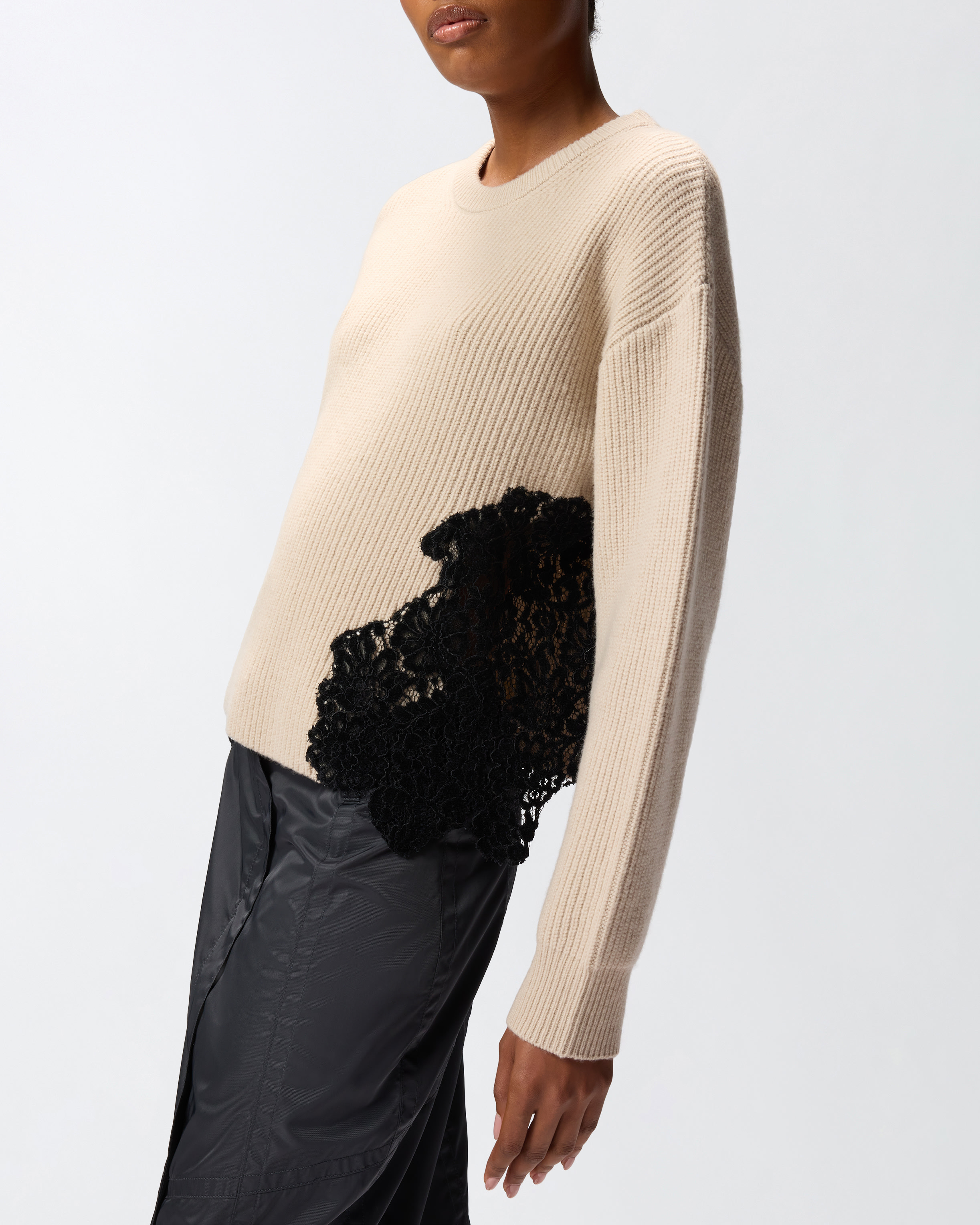 CREW-NECK SWEATER WITH LACE - 5