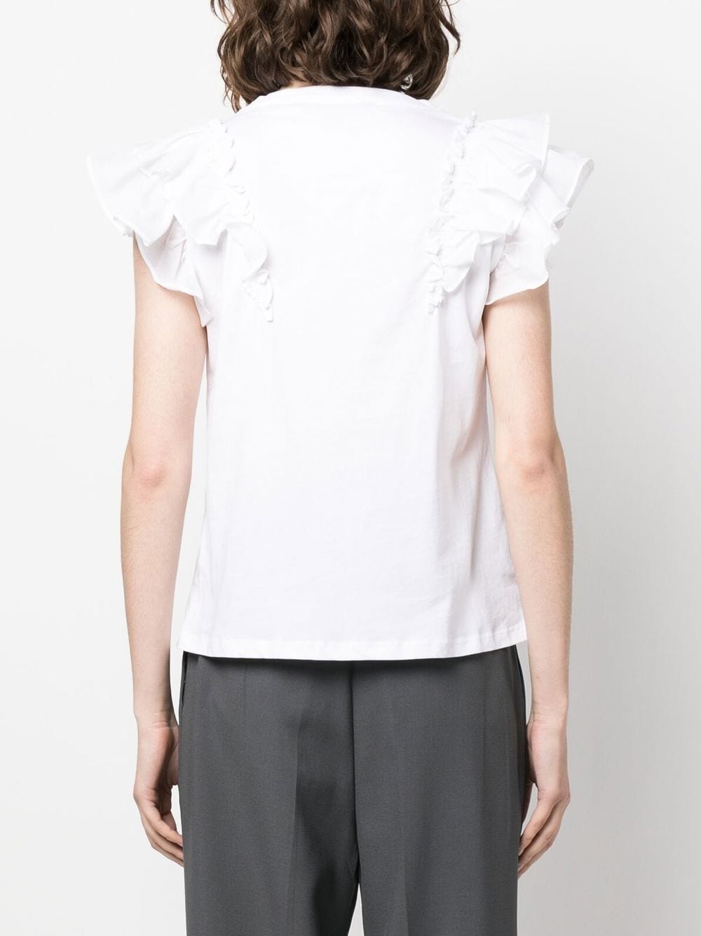 ruffle-detail cotton T-shirt - 4