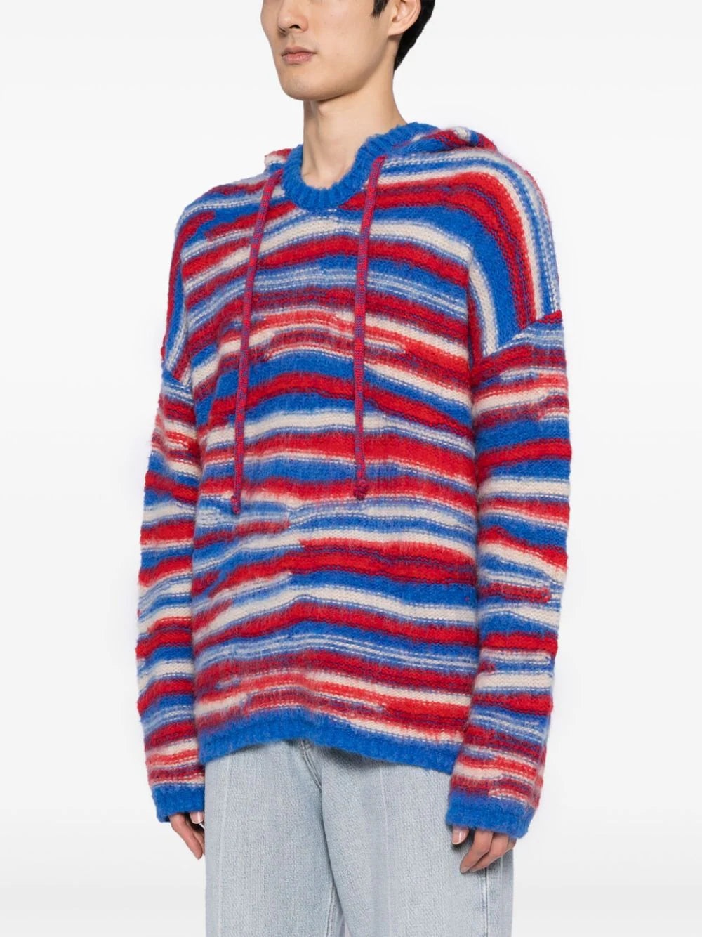 STRIPED INTARSIA-KNIT HOODIE - 3