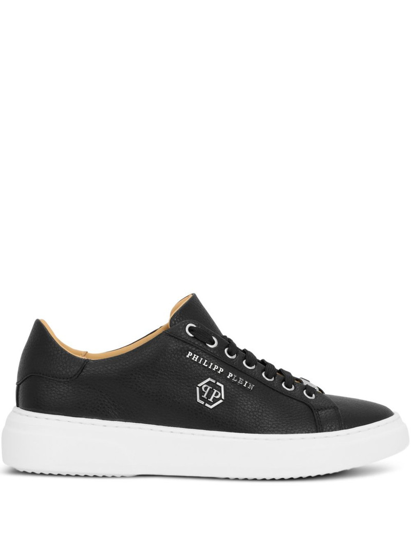 hexagon-logo leather sneakers 1