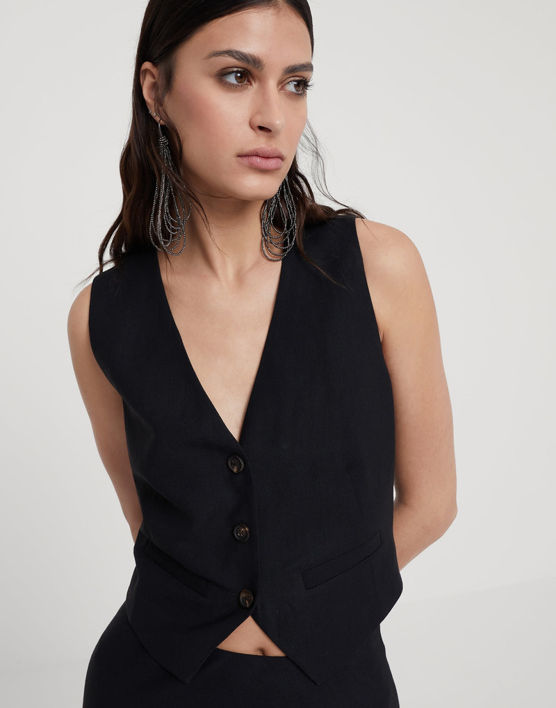 Viscose and linen fluid twill waistcoat with monili 4