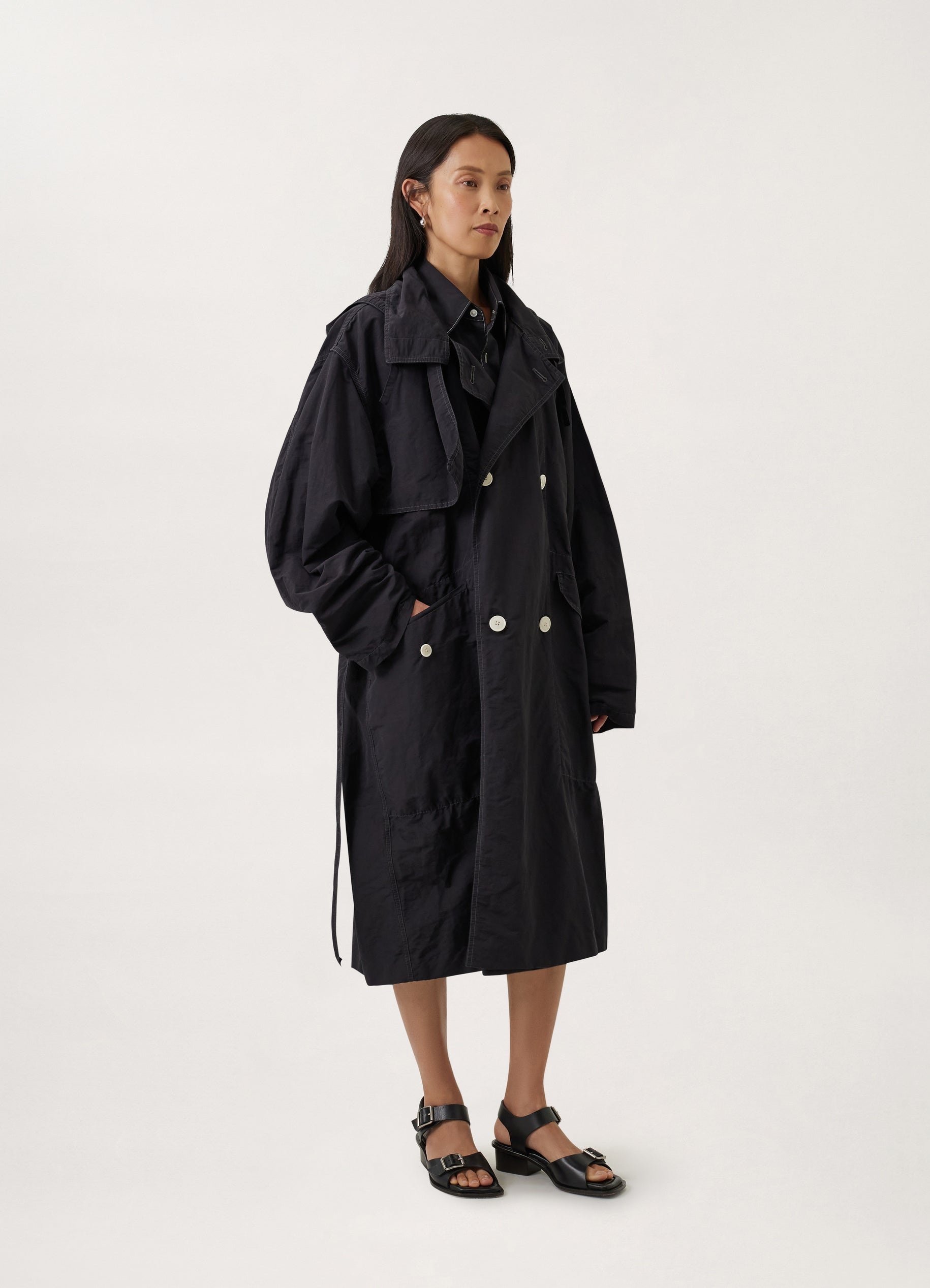 Lemaire HOODED DOUBLE BREASTED PARKA | REVERSIBLE