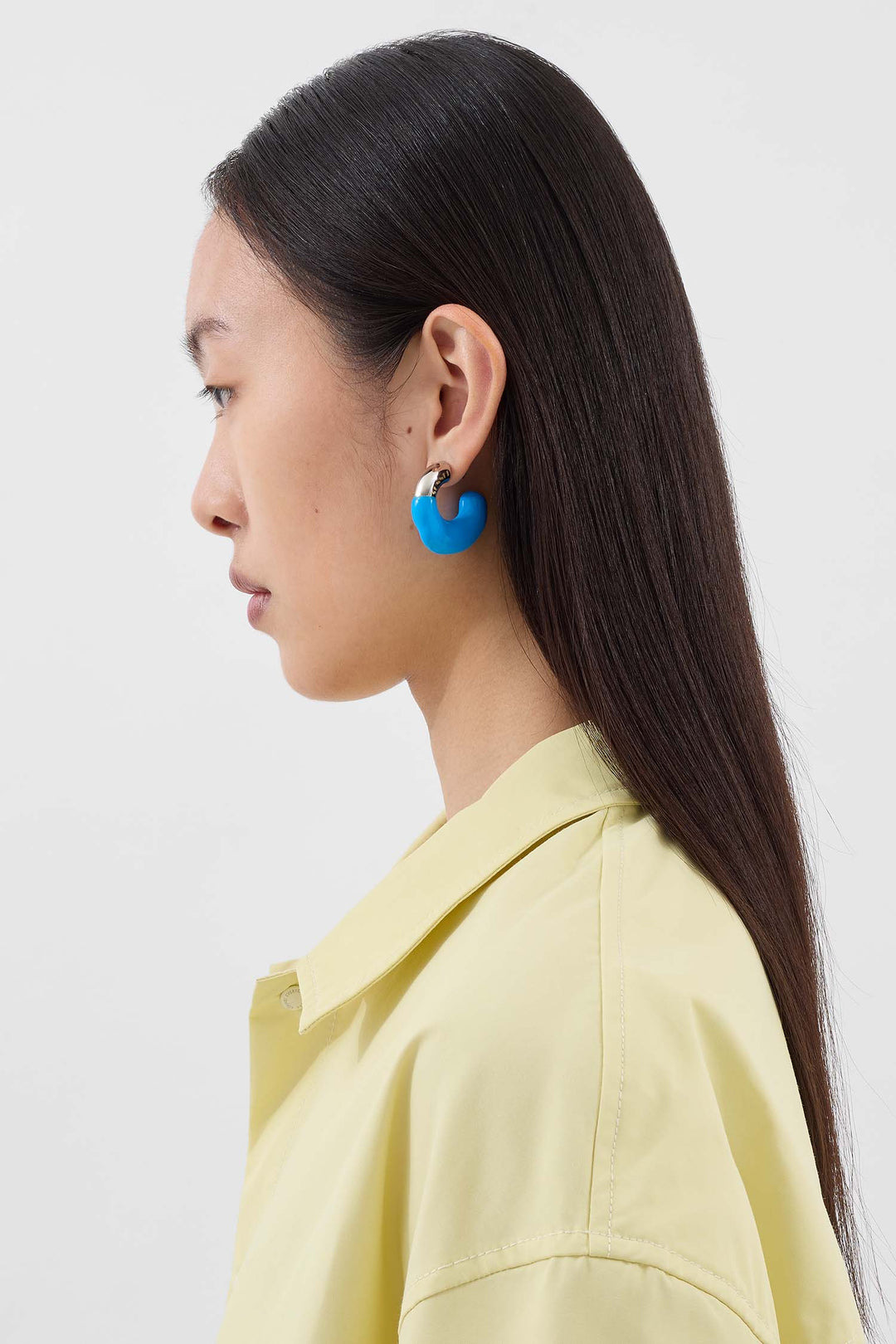 SMALL RUBBERIZED EARRINGS SILVER / light blue - 3