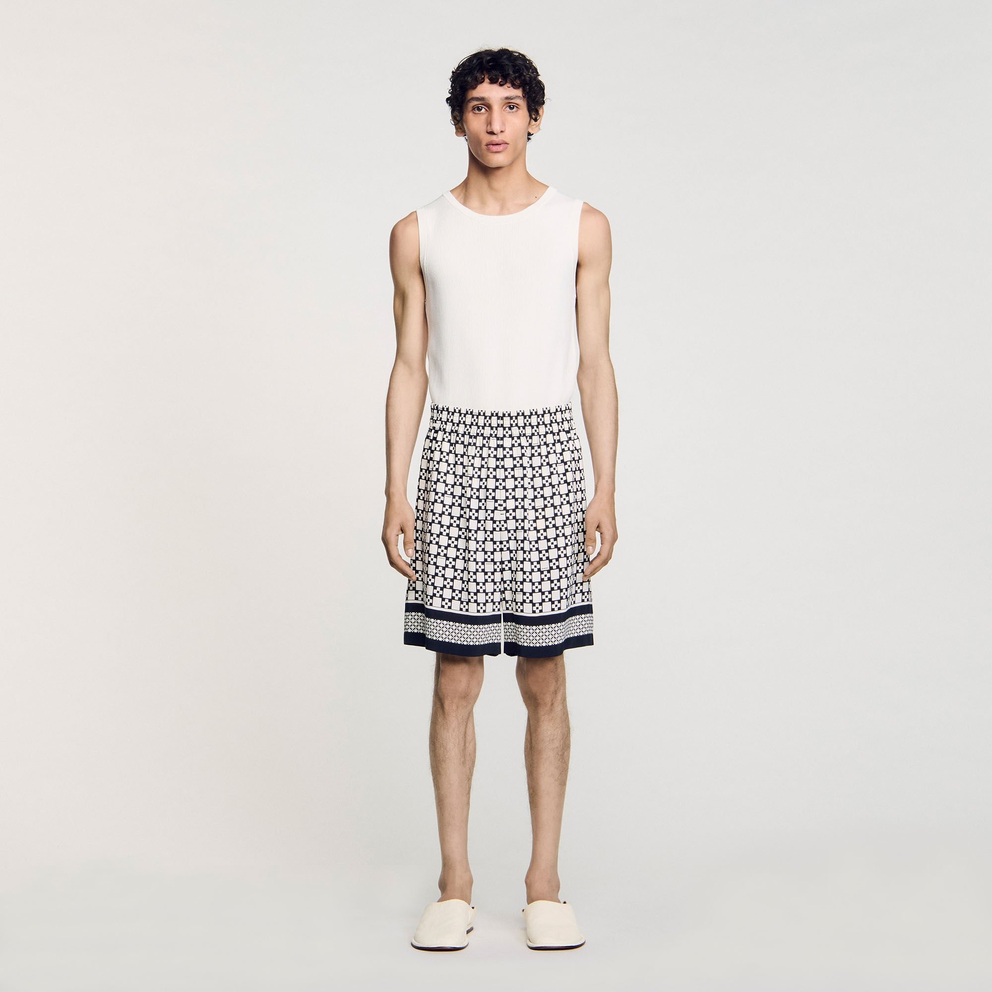 SQUARE CROSS FLOWY BERMUDA SHORTS - 2