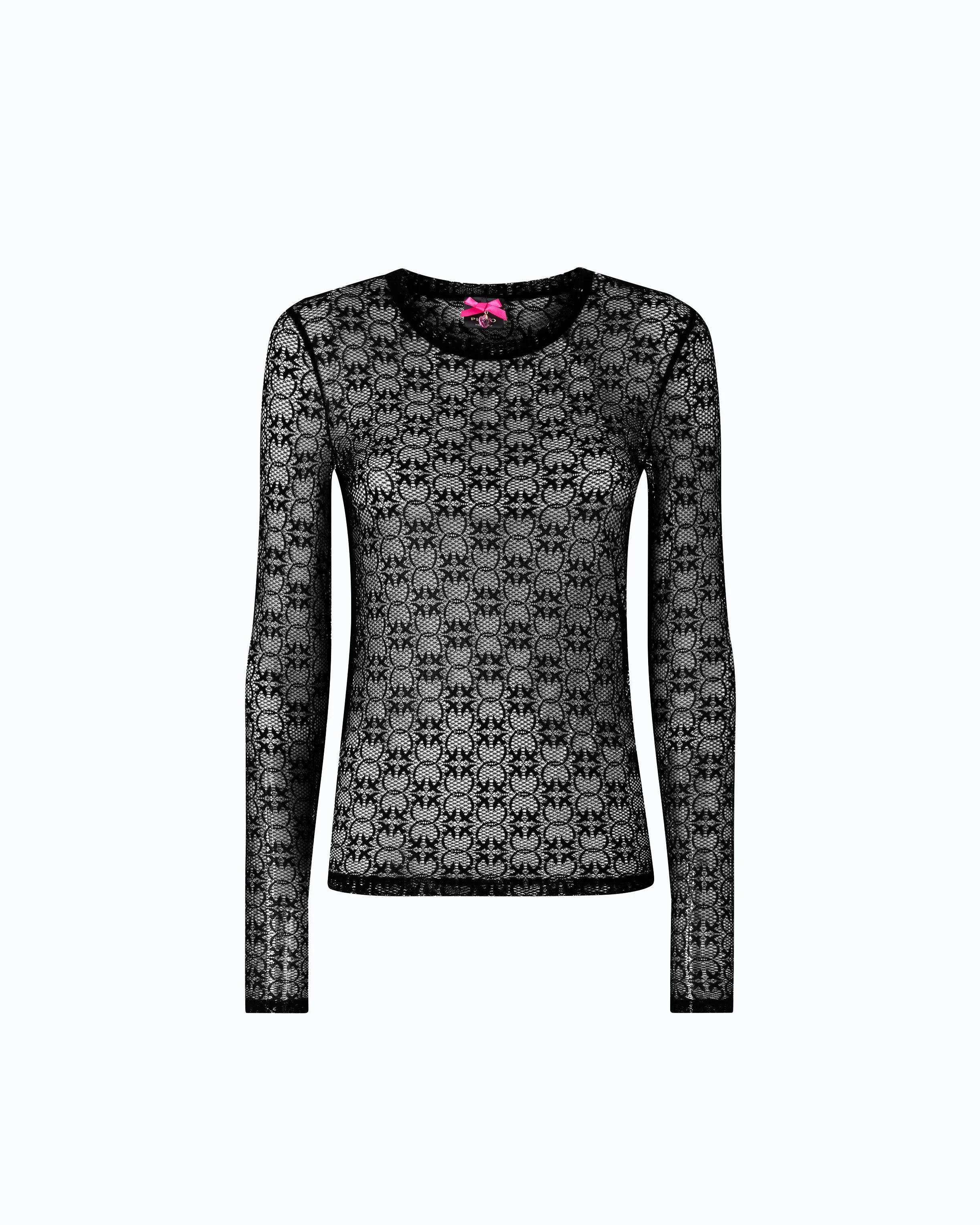 STRETCH LACE SWEATER WITH LOVE BIRDS LOGO MOTIF - 1