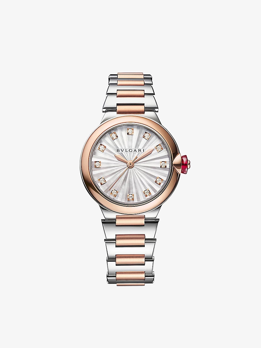 RE00009 Lvcea 18ct rose-gold, stainless-steel and 0.22ct diamond automatic watch - 1