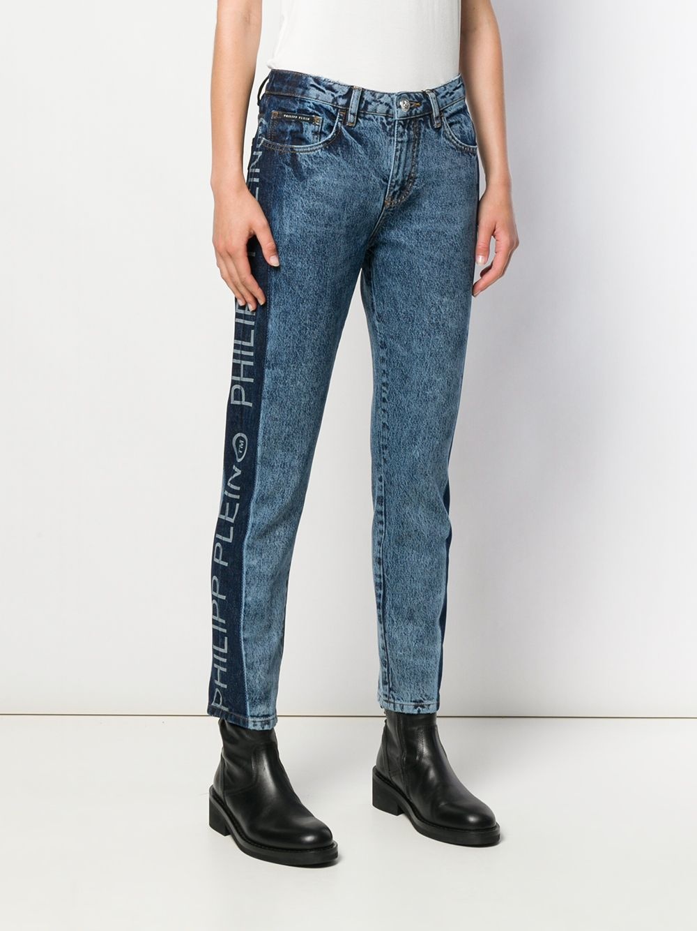 logo panelled straight-leg jeans - 3