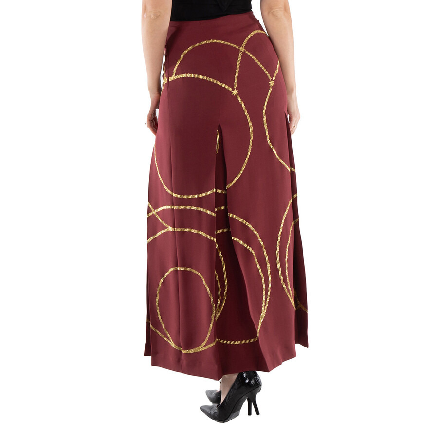 Burberry Ladies Burgundy Lucile Printed Maxi Skirt - 6