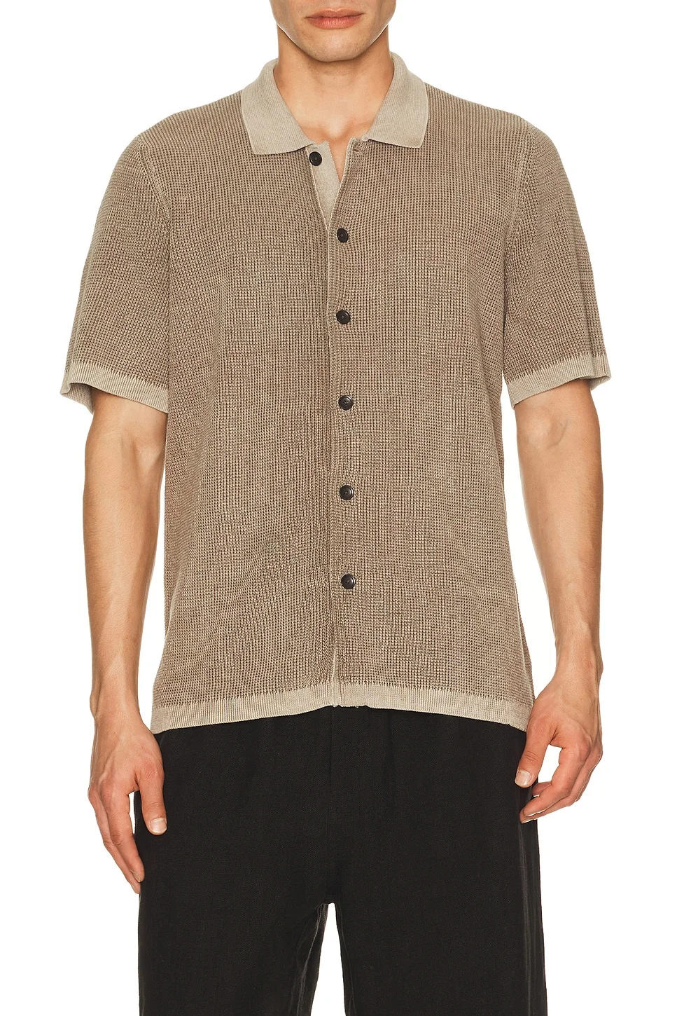 Short Sleeve Sunwashed Knitted Shirt - 1