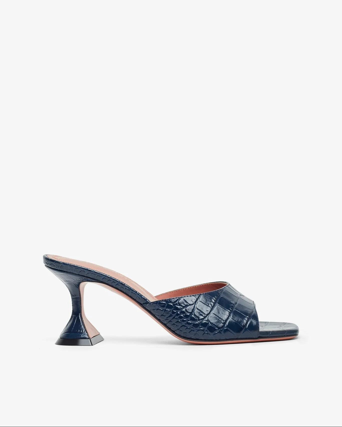 Lupita Slipper 70 navy embossed leather mules - 1