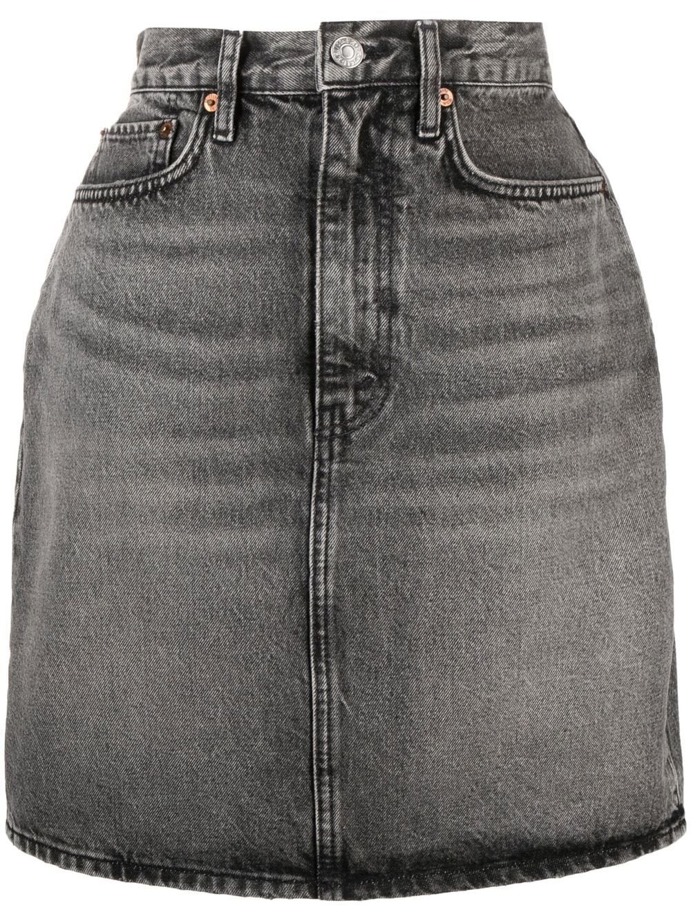 high-rise denim pencil skirt - 1