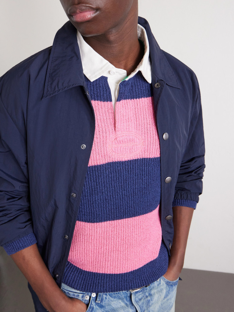 Striped Ribbed Linen and Cotton-Blend Polo Shirt 5