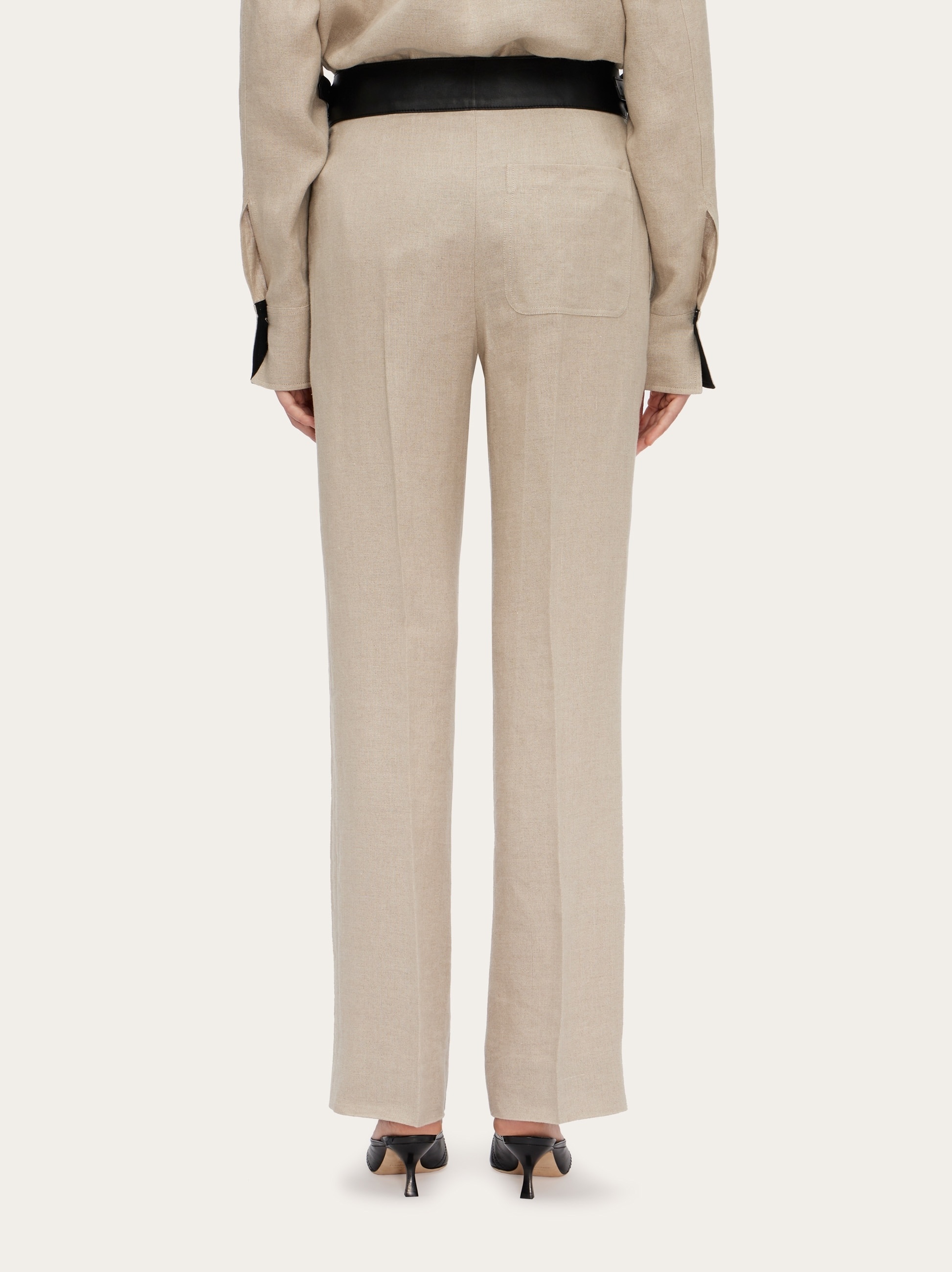 Linen trouser with eco-leather belt - 4