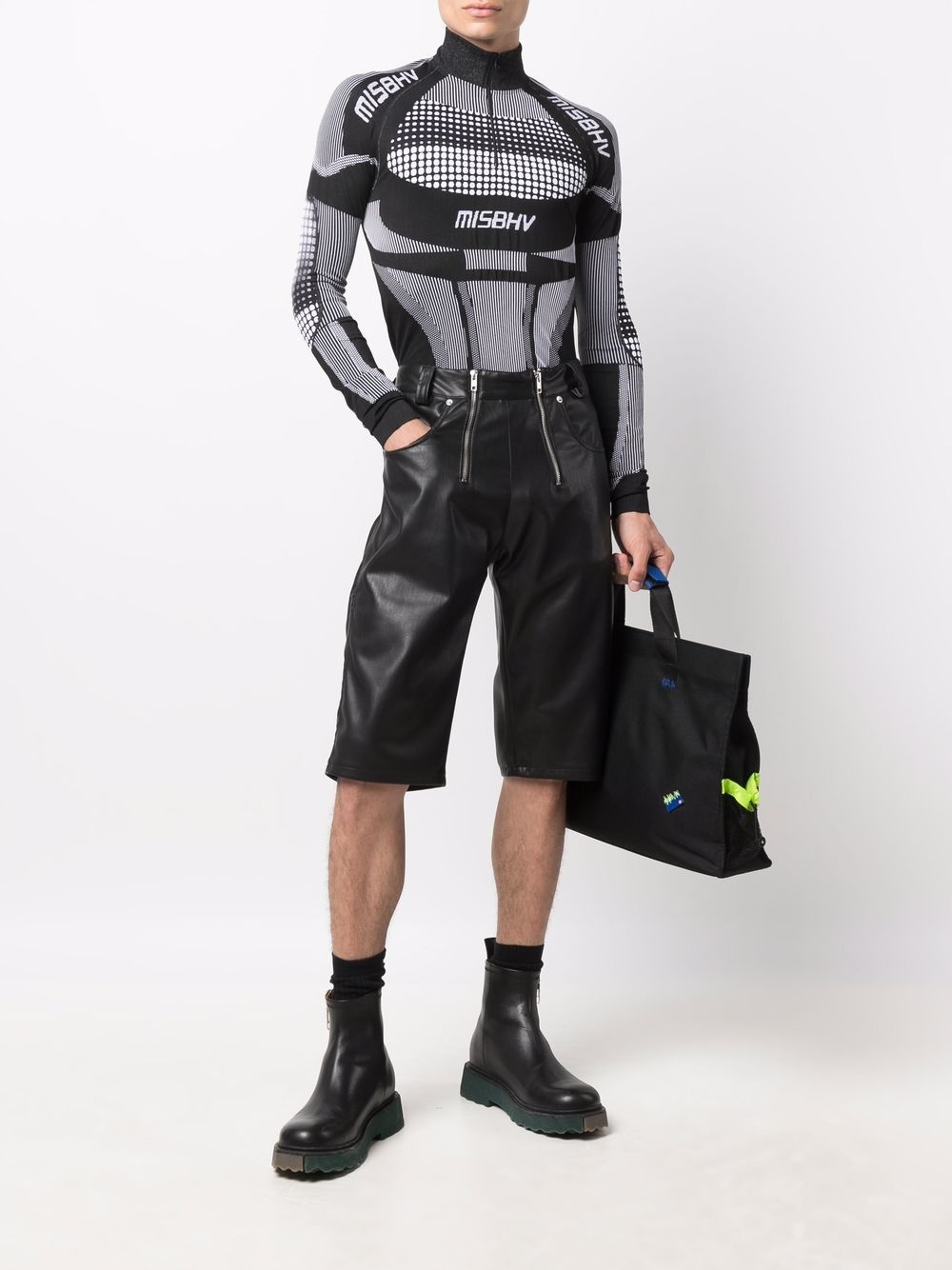 high-collar fitted top - 2