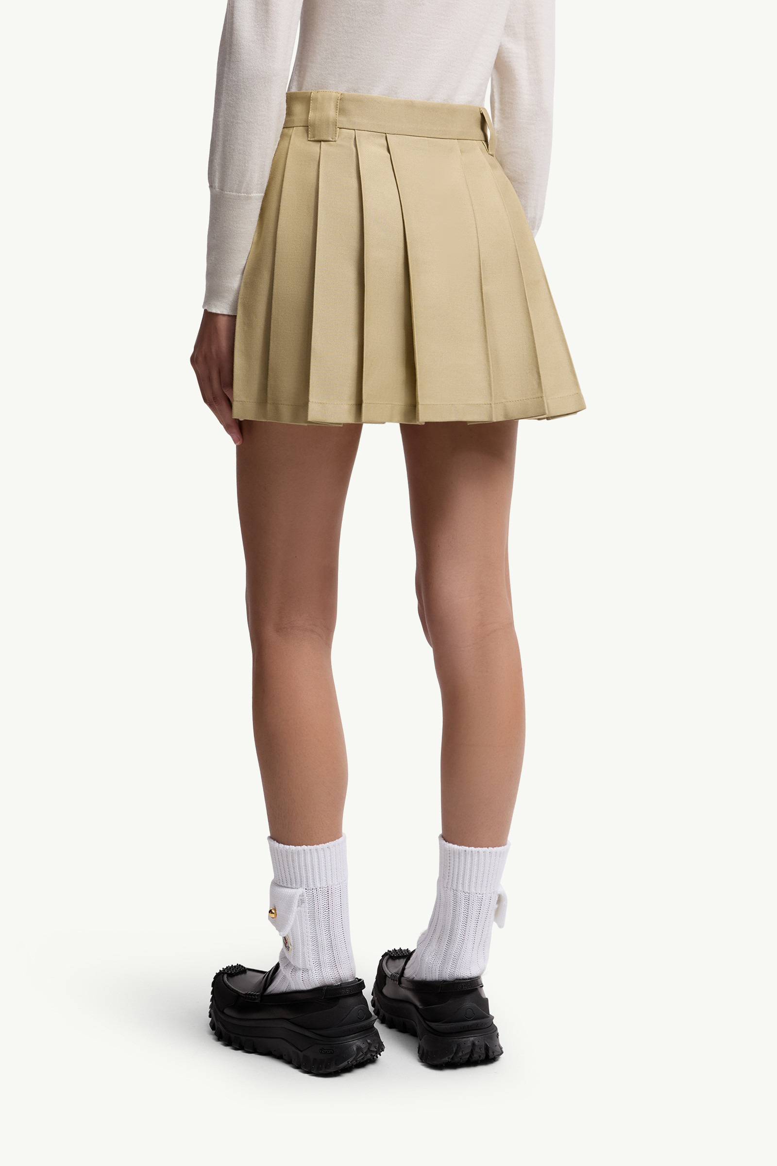 Pleated Cotton Blend Mini Skirt - 5