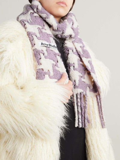 Acne Studios Fringed houndstooth alpaca-blend bouclé scarf outlook