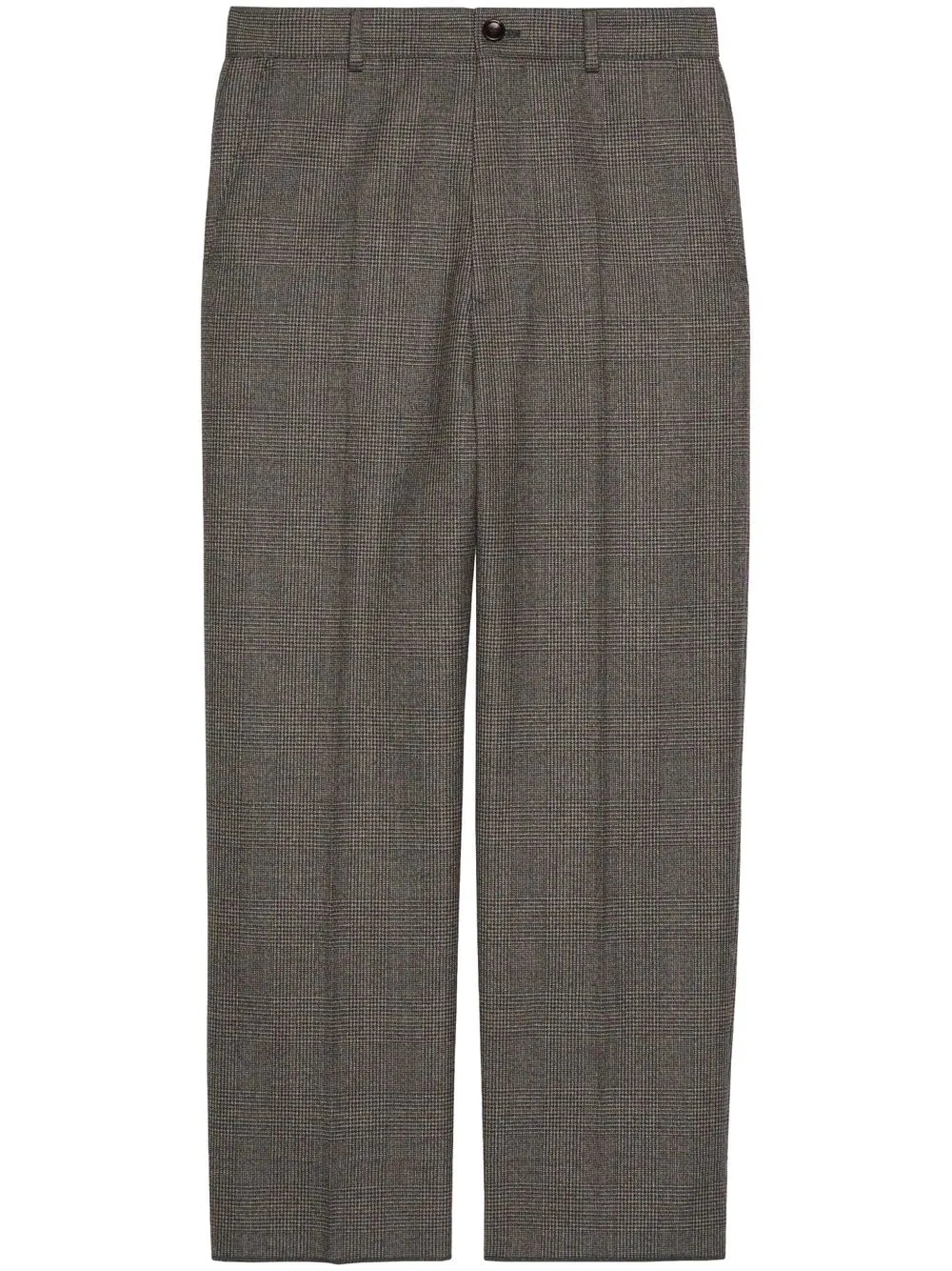 wool check cropped trousers - 1