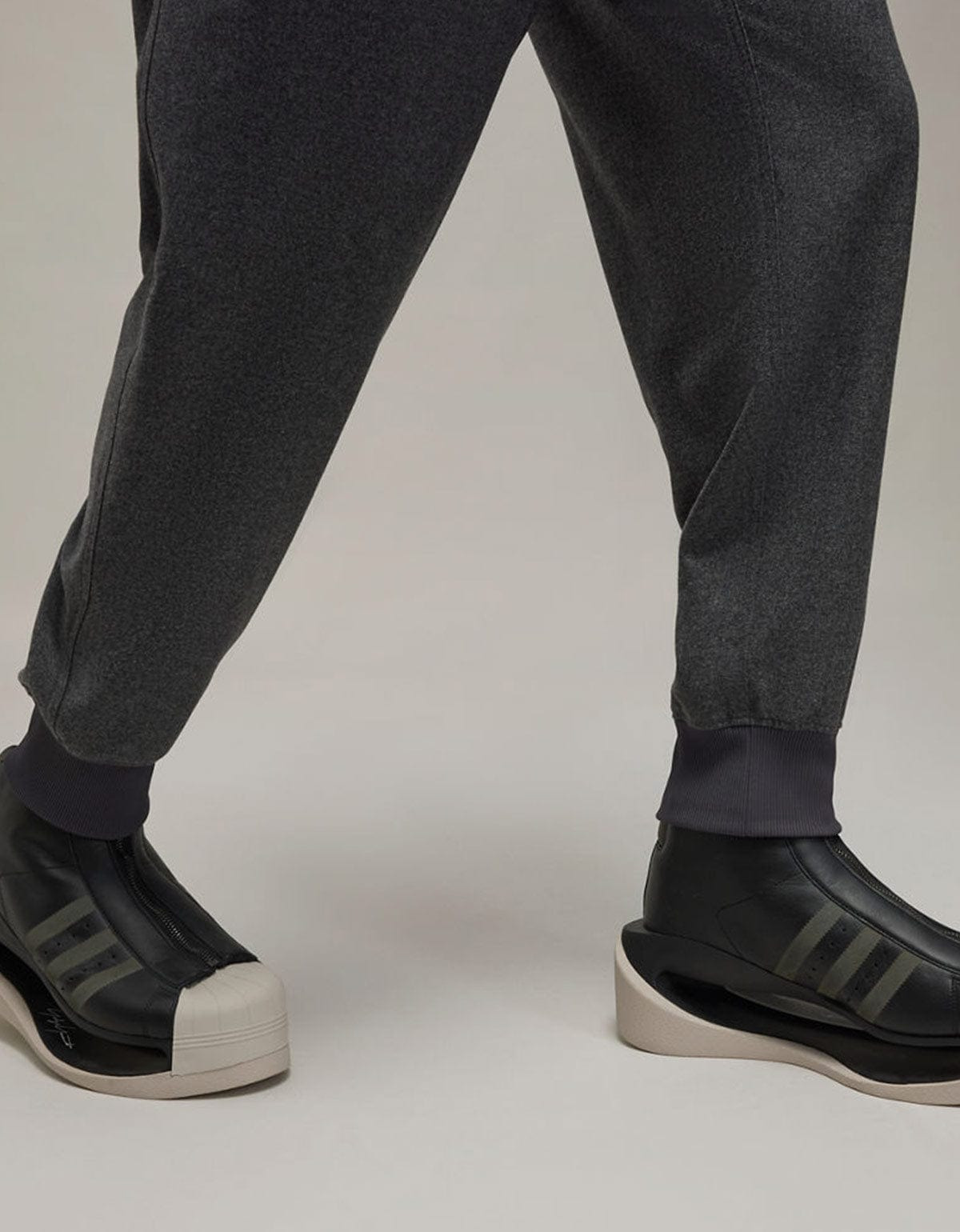 Y-3 Grey Wool Flannel Cuffed Pants - 7