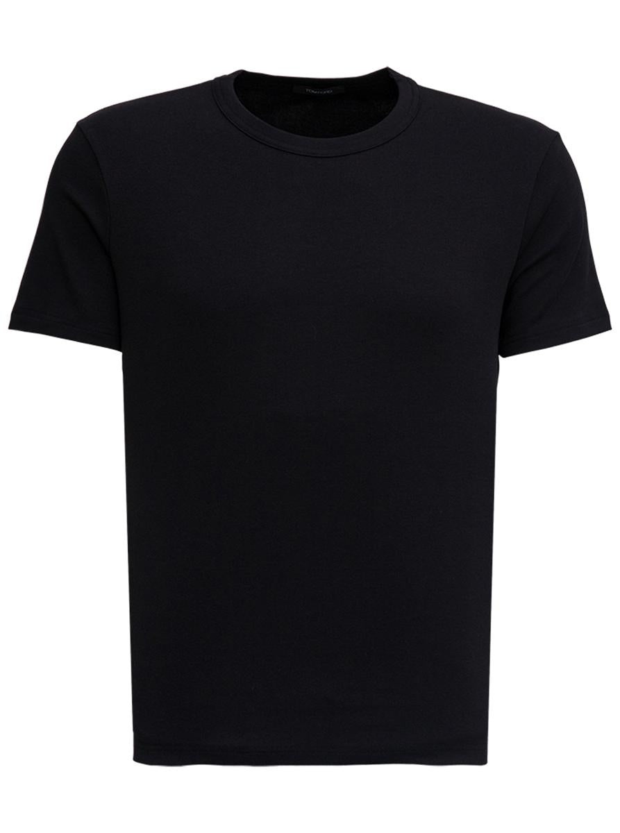 TOM FORD Tom Ford BLACK STRETCH COTTON CREW NECK T-SHIRT