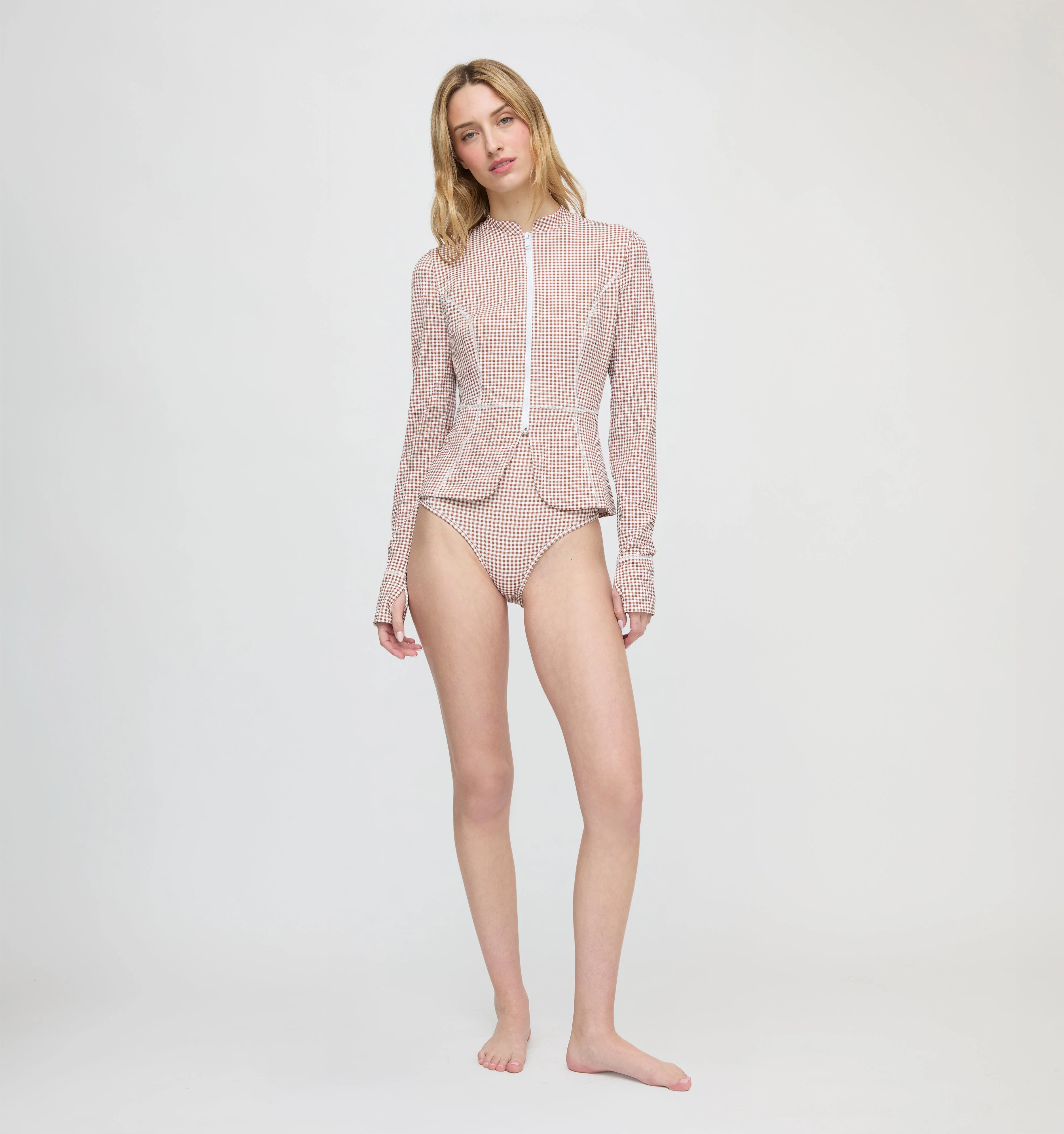 The Alexia Rashguard - Cognac Gingham - 1