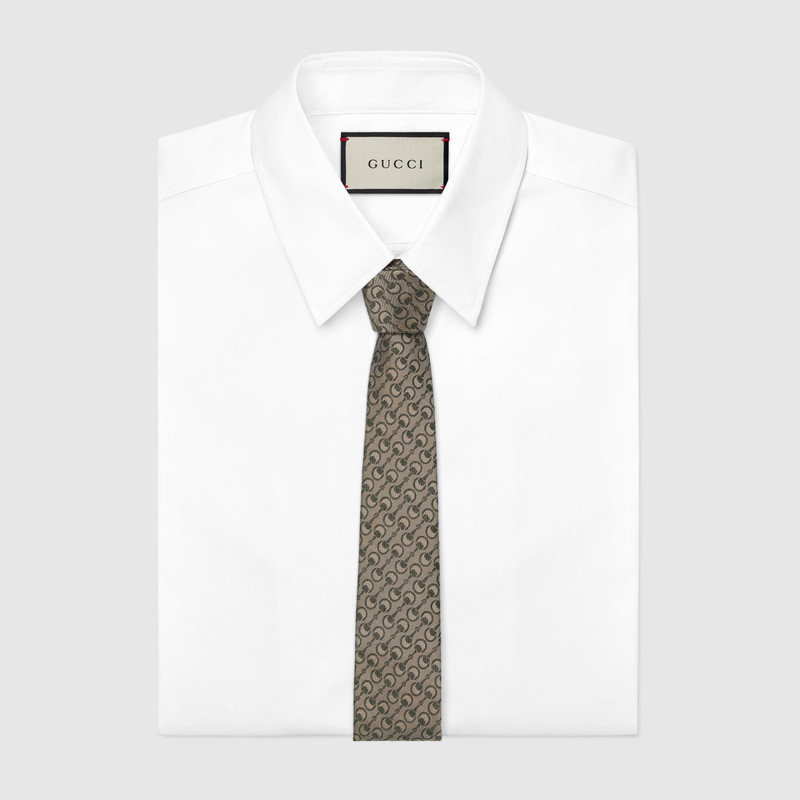 GUCCI Horsebit silk jacquard tie outlook