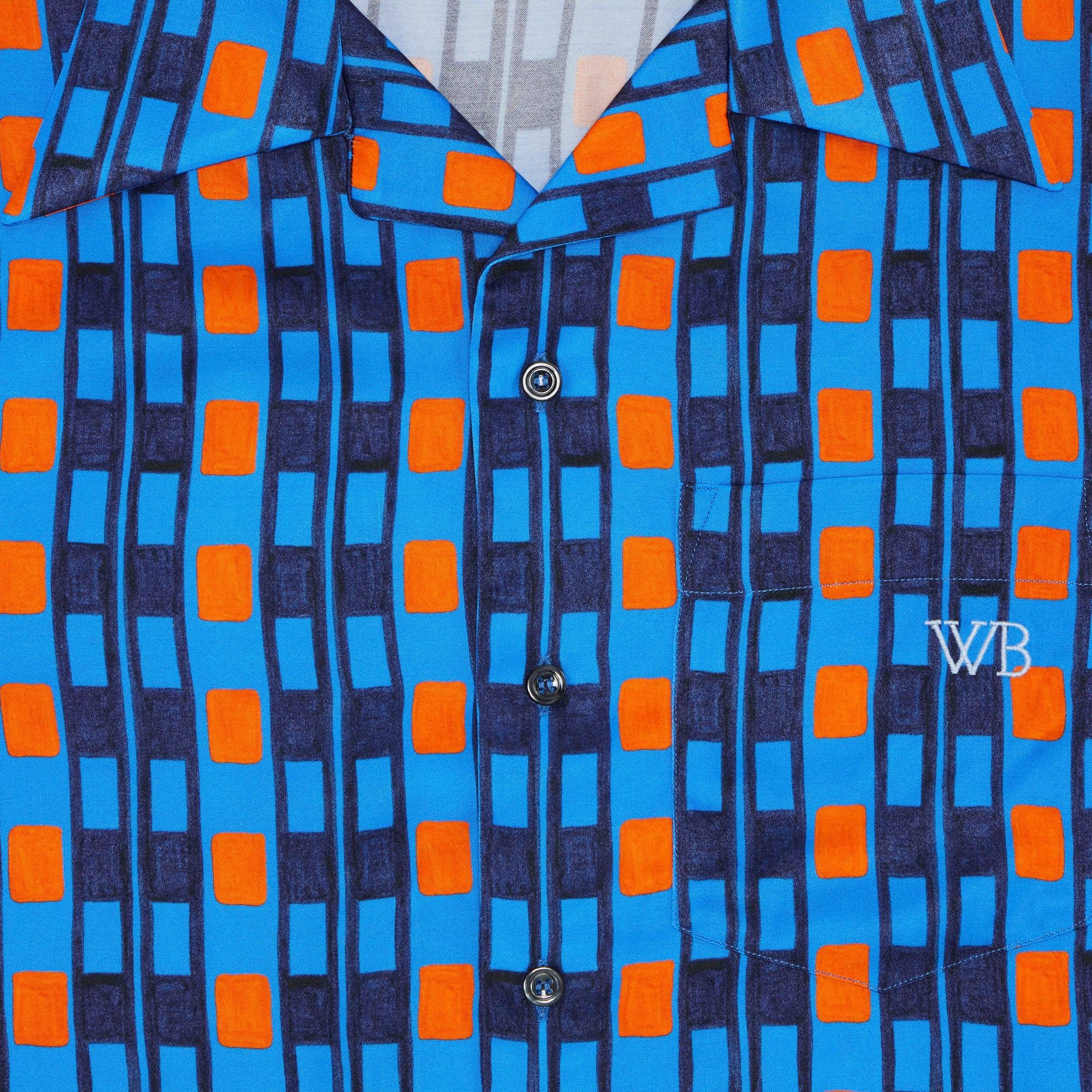 Wales Bonner Highlife Bowling Shirt 'Blue' - 3