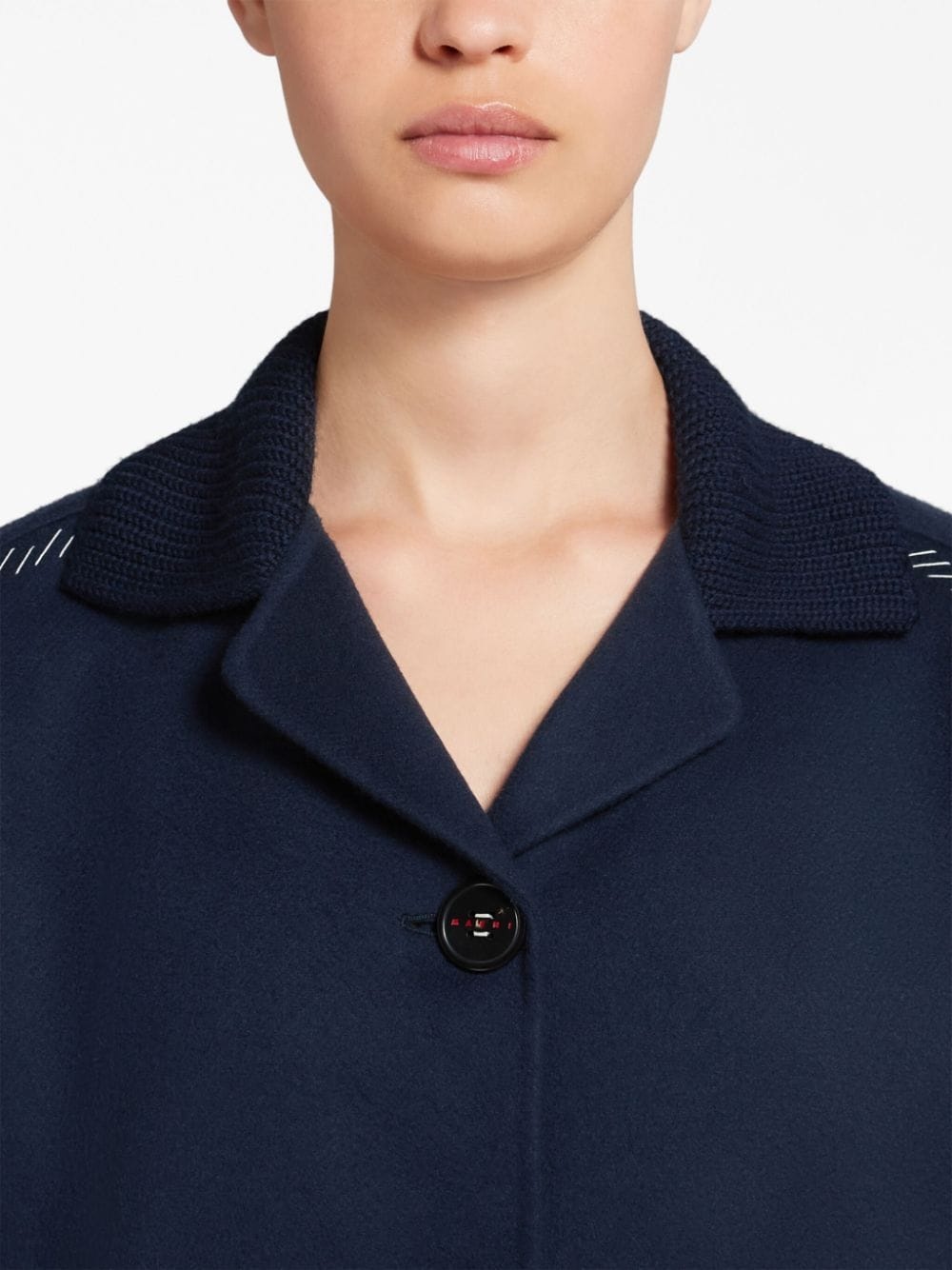 decorative-stitching wool-blend shirt jacket - 5