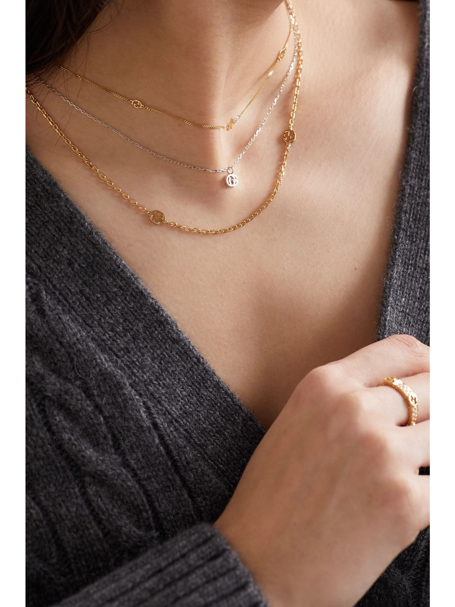 GG Running 18-karat white gold diamond necklace Silver - 5