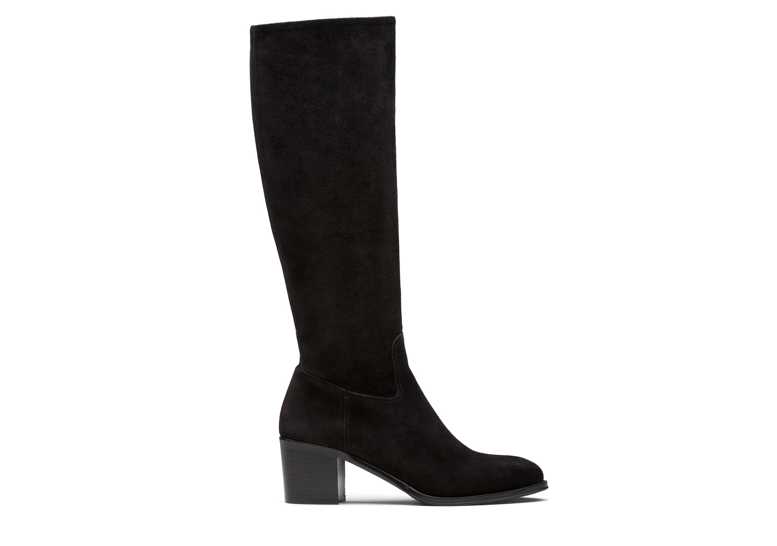 Evelyin  55
Suede Knee High Heeled Boot Black - 1