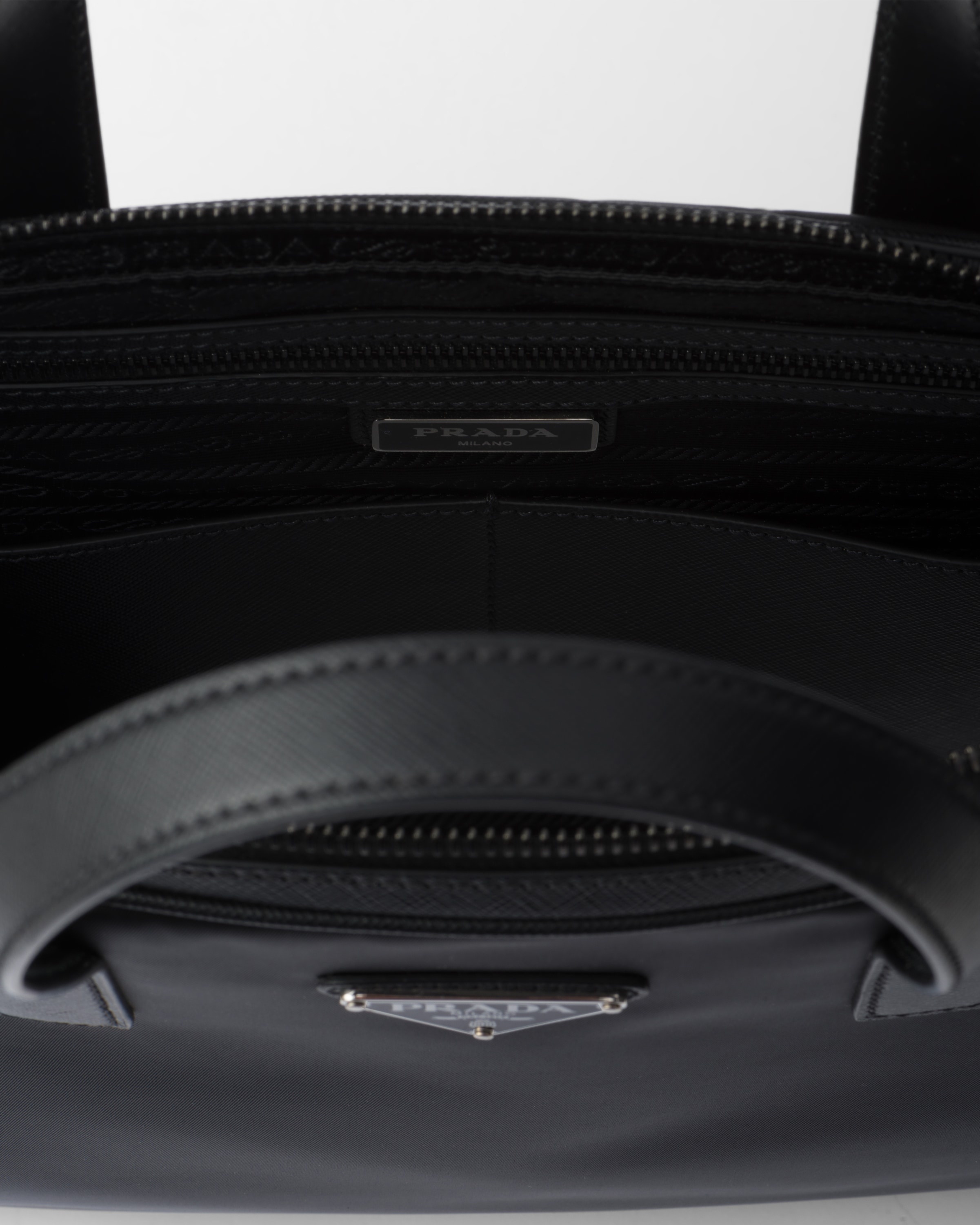 Re-Nylon and Saffiano leather briefcase - 4