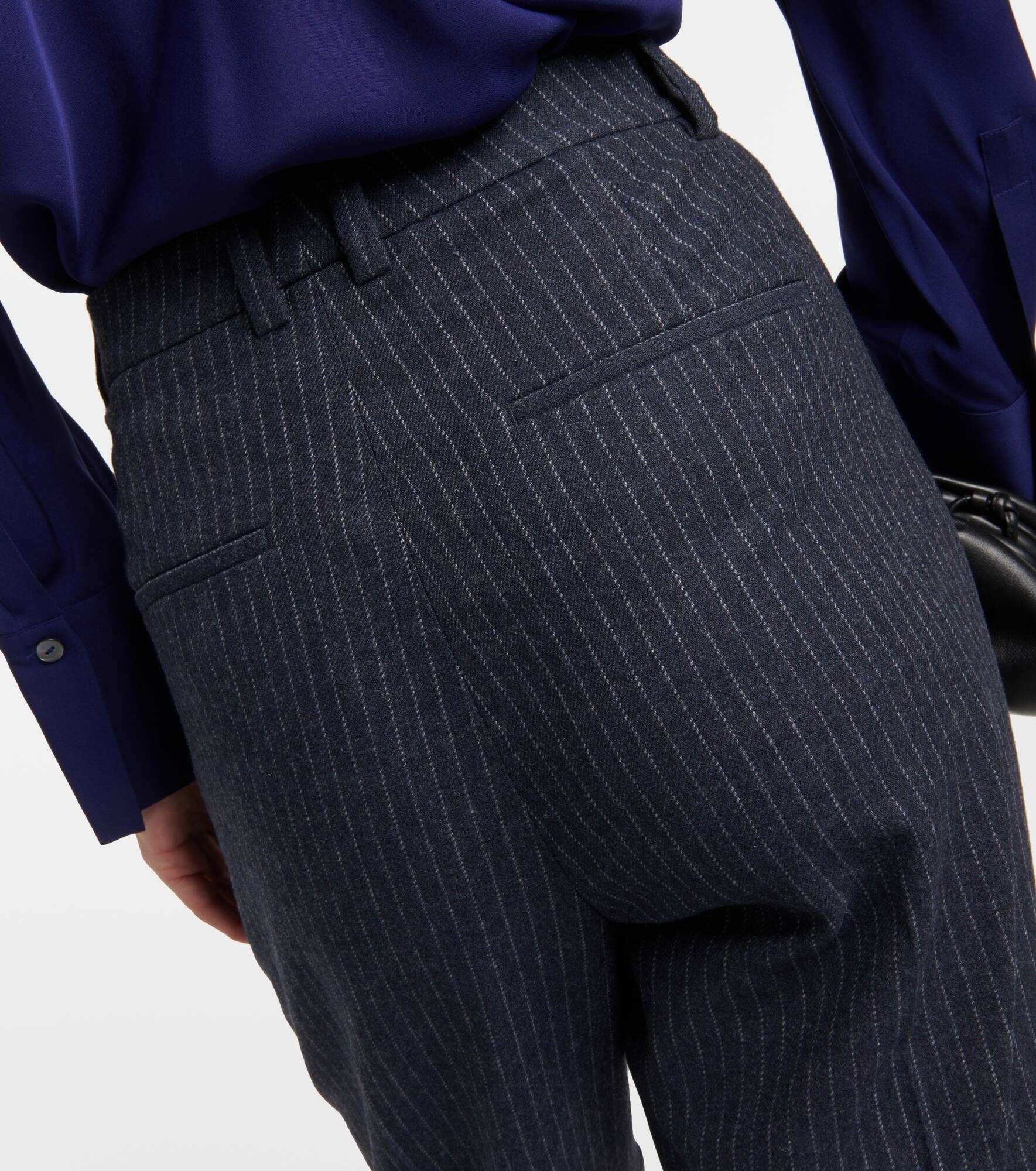 Pinstripe flannel straight pants - 6