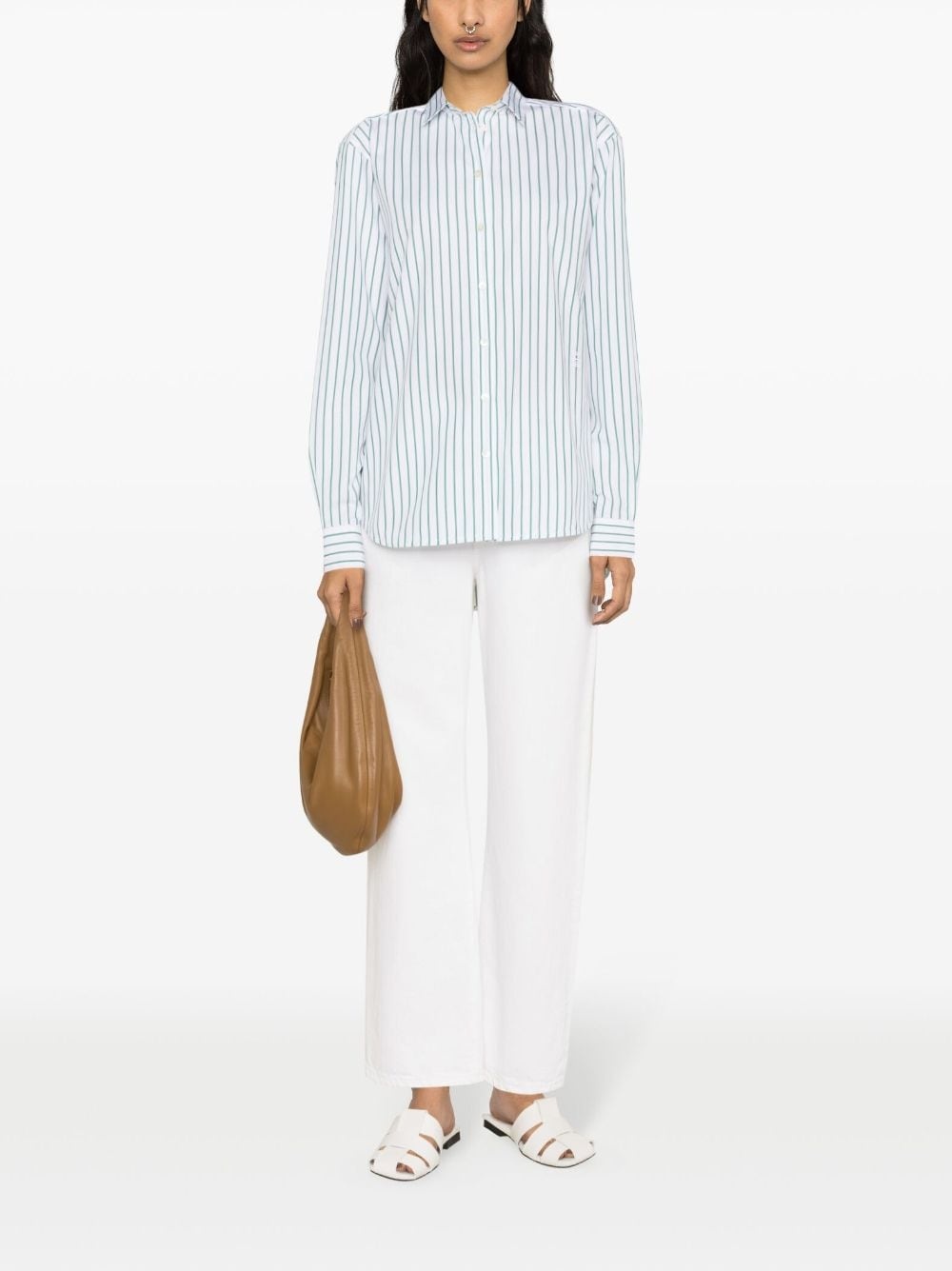 Capri logo-embroidery striped shirt - 2