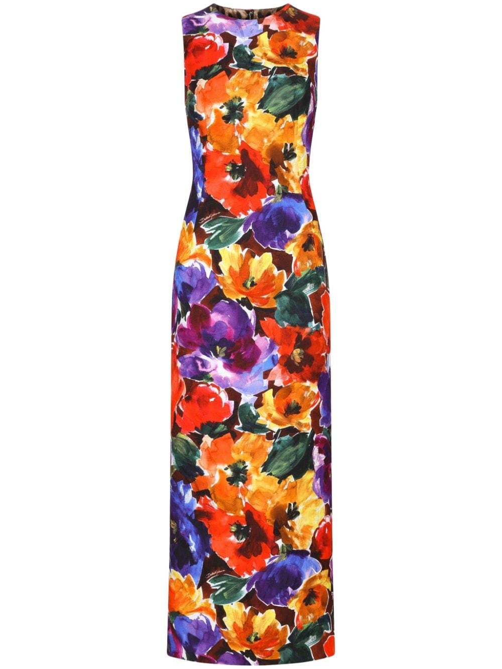 abstract floral-print midi dress - 1