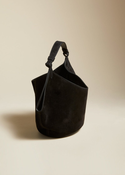 KHAITE The Mini Lotus Bag in Black Suede outlook