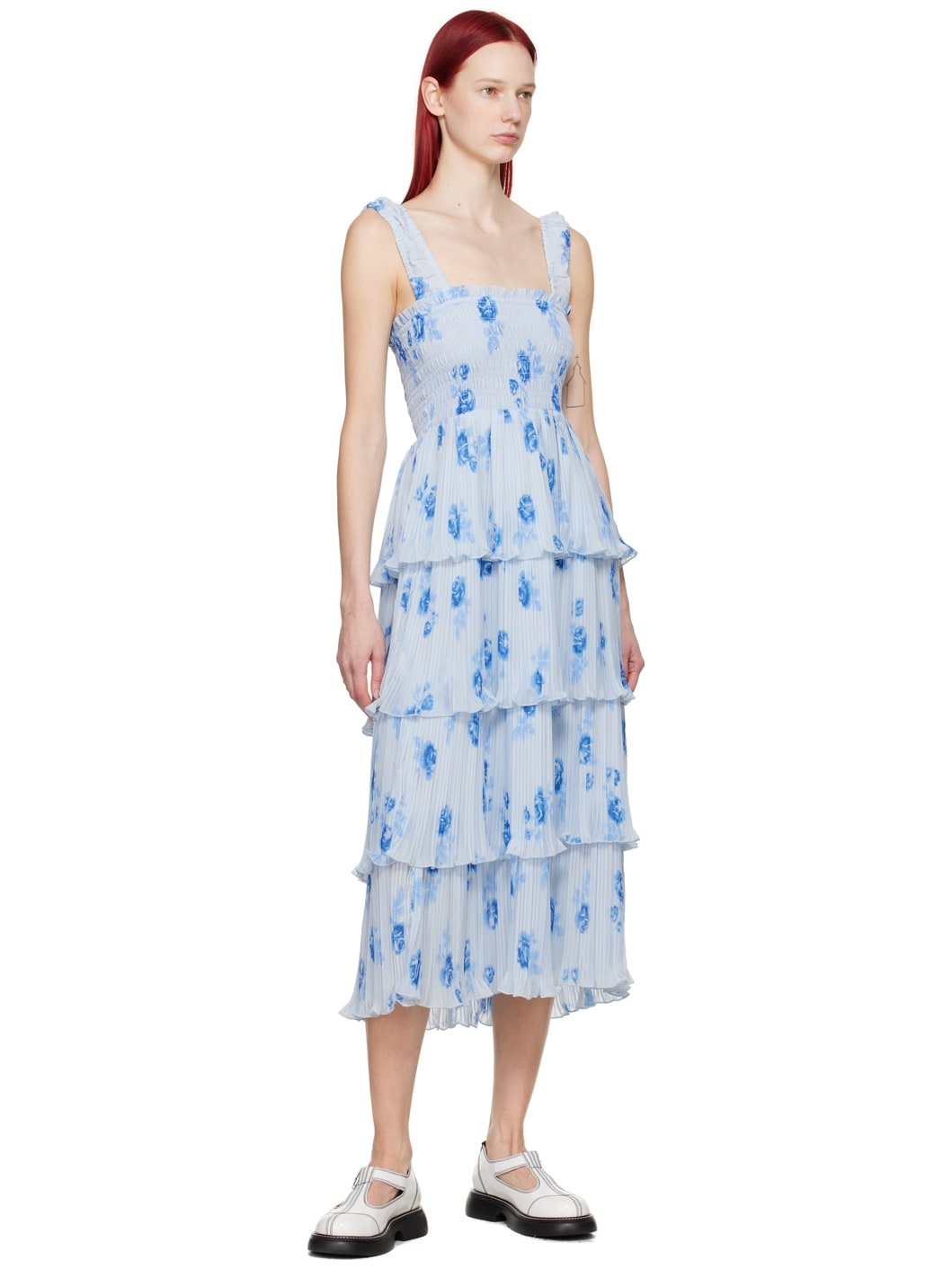 Blue Tiered Midi Dress - 4