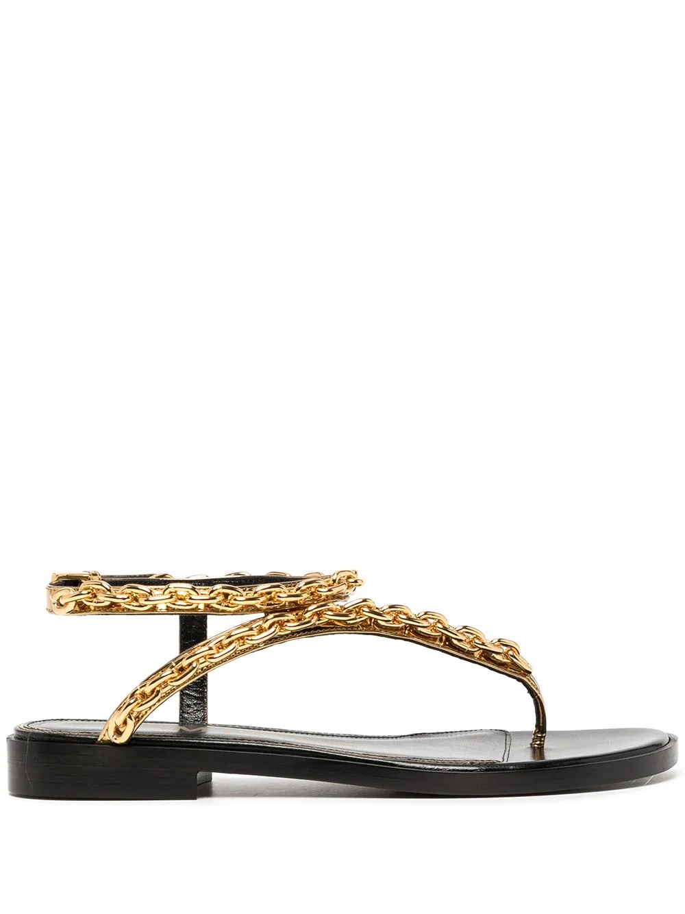 chain-detail leather sandals - 1