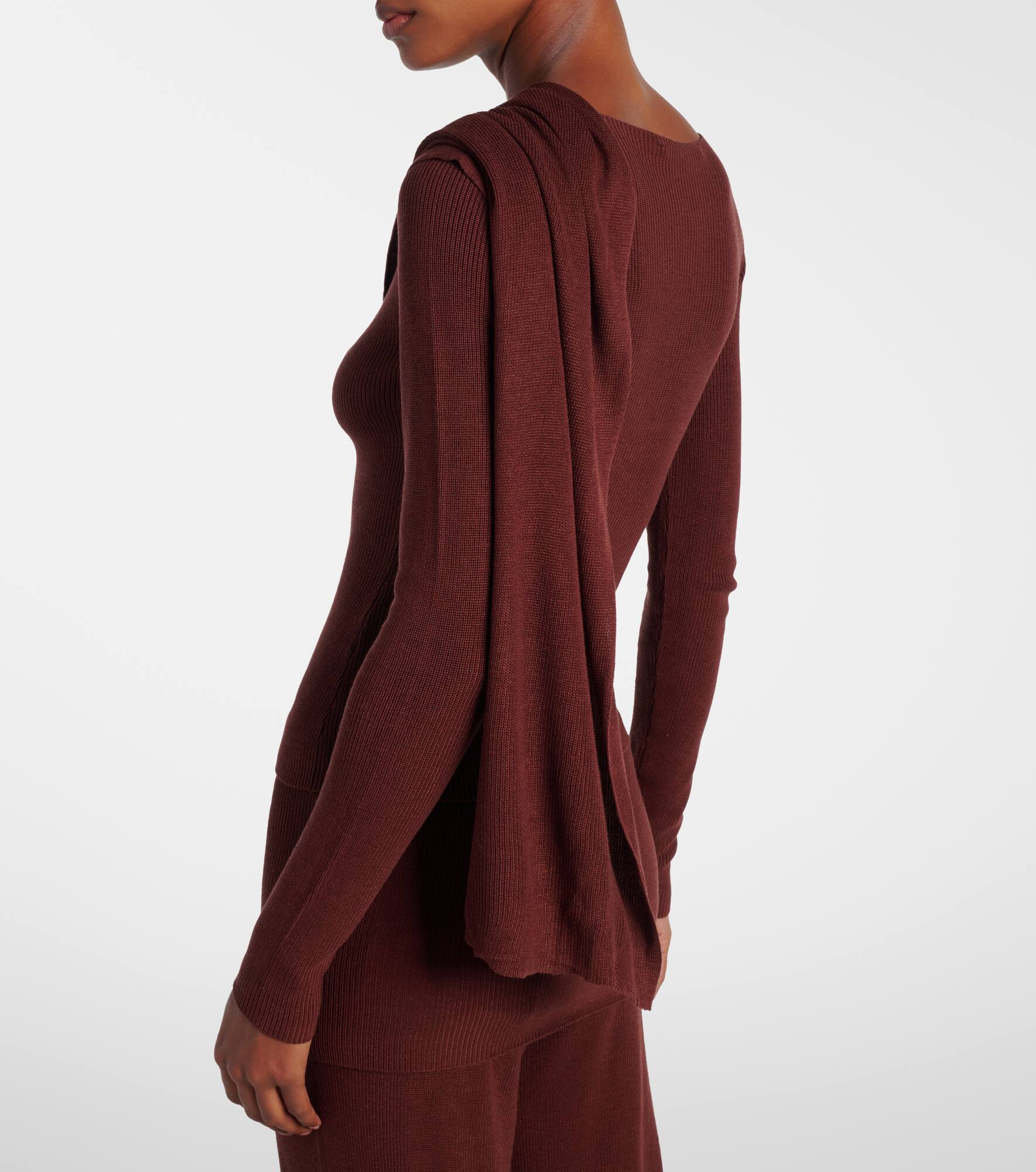 Draped silk-blend top - 5
