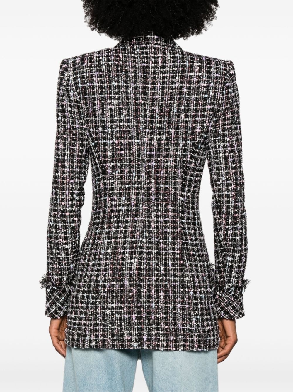 single-breasted tweed jacket - 4