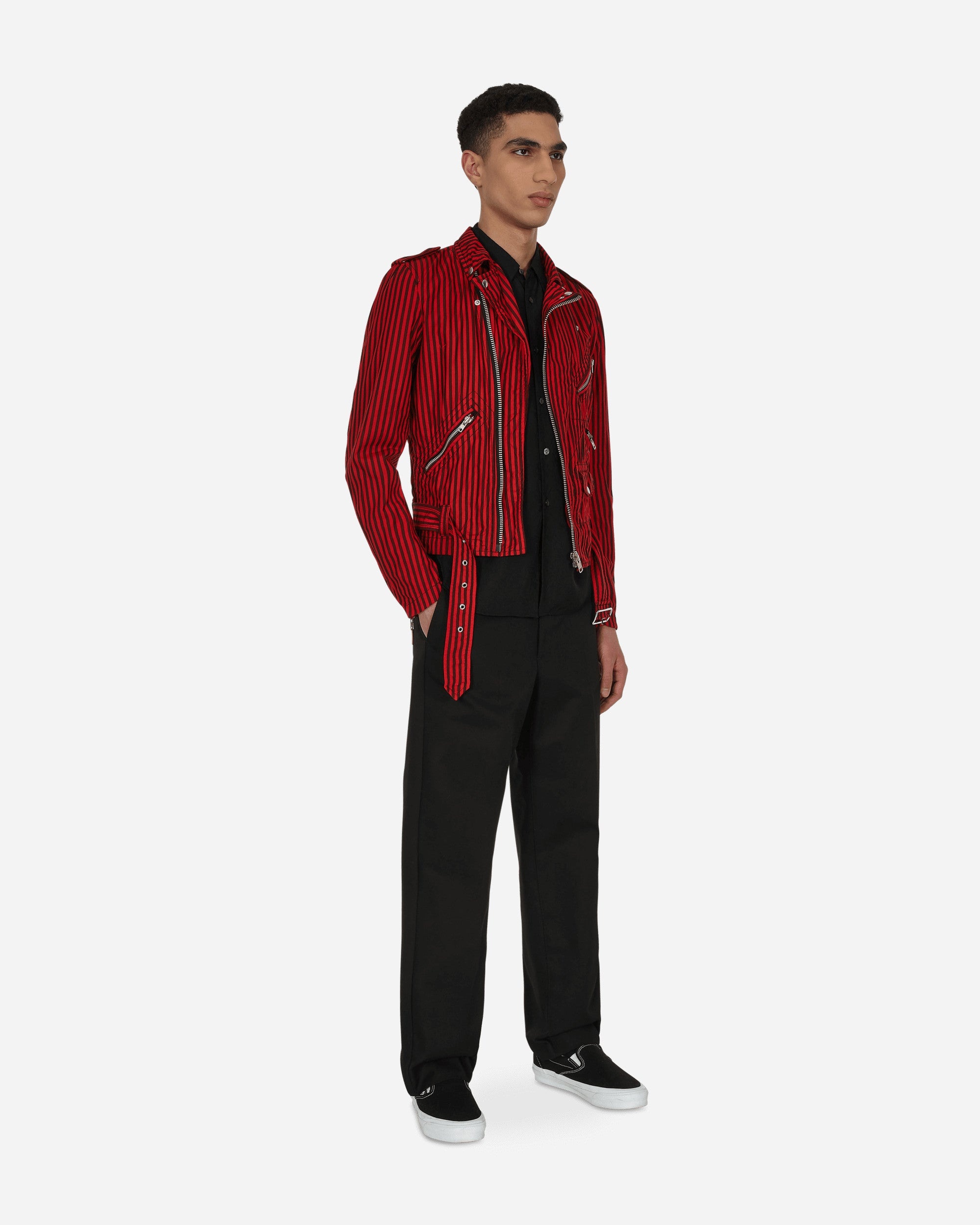 Stripe Biker Jacket Red - 4