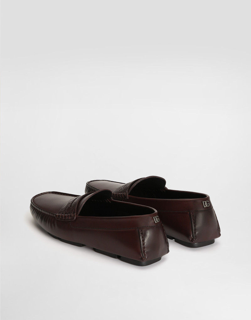 Dolce & Gabbana DG driver calfskin slipper with crocodile inserts outlook