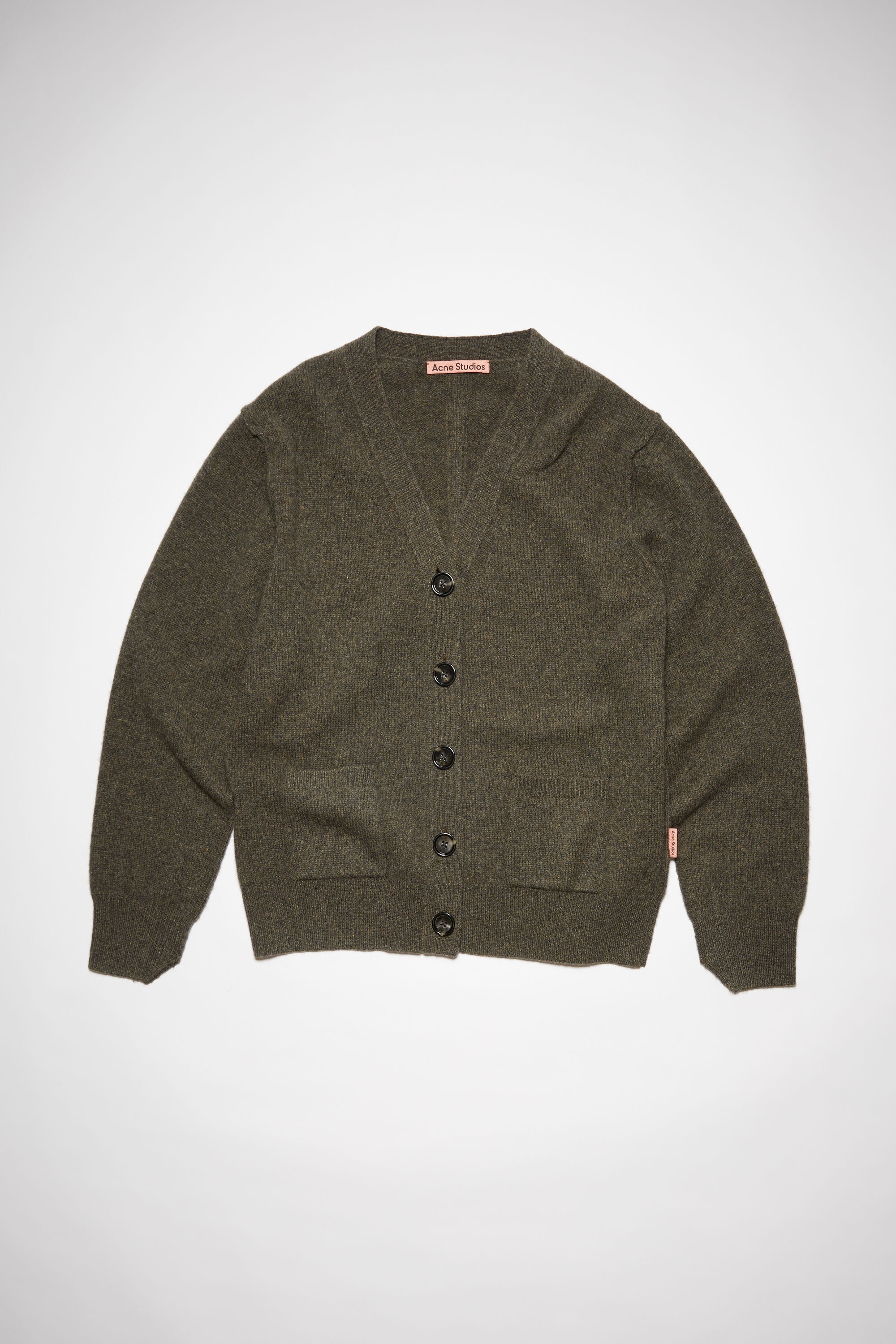Wool-blend cardigan - Dark khaki melange - 6