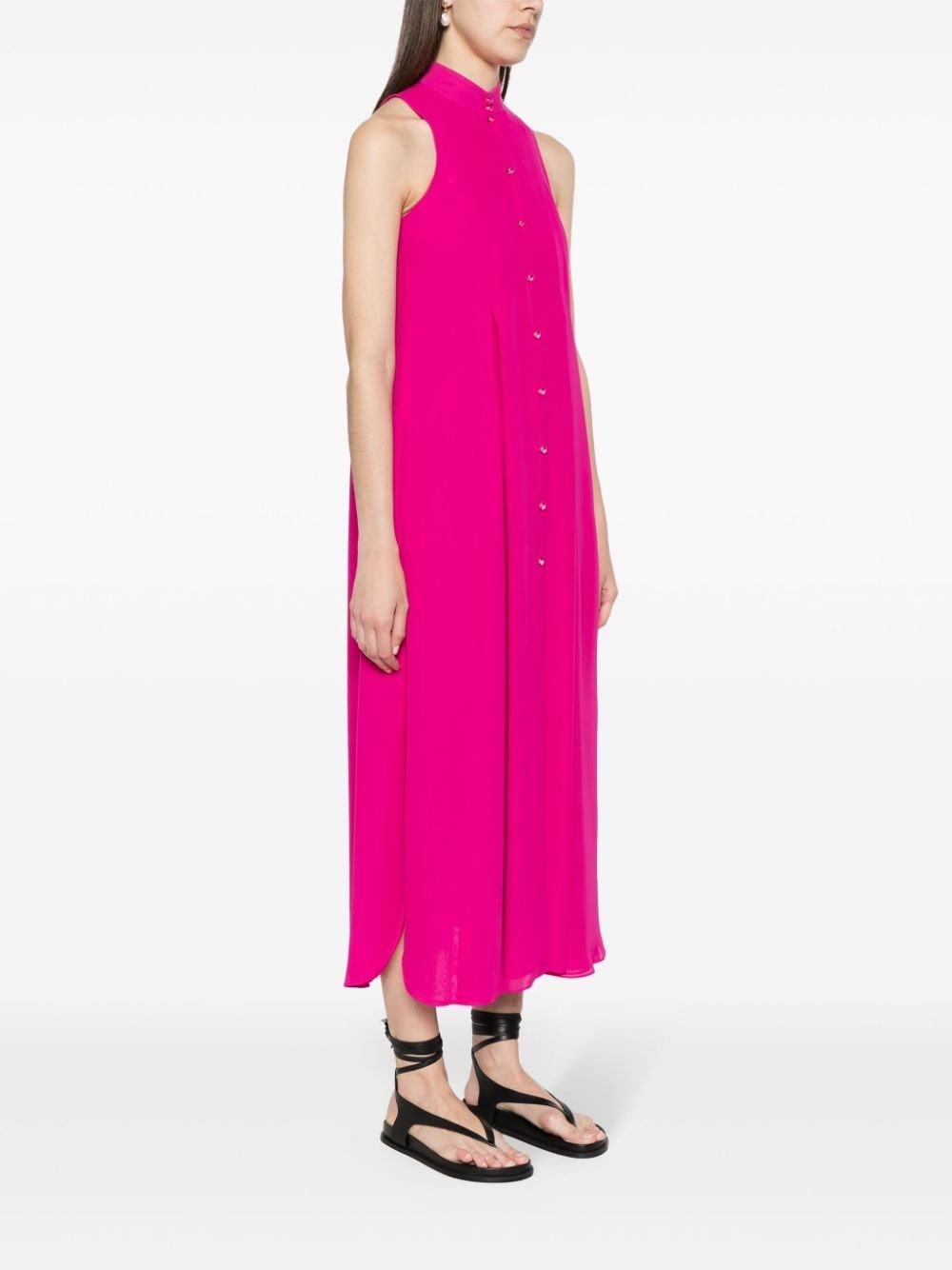 textured pleated midi dress - 3